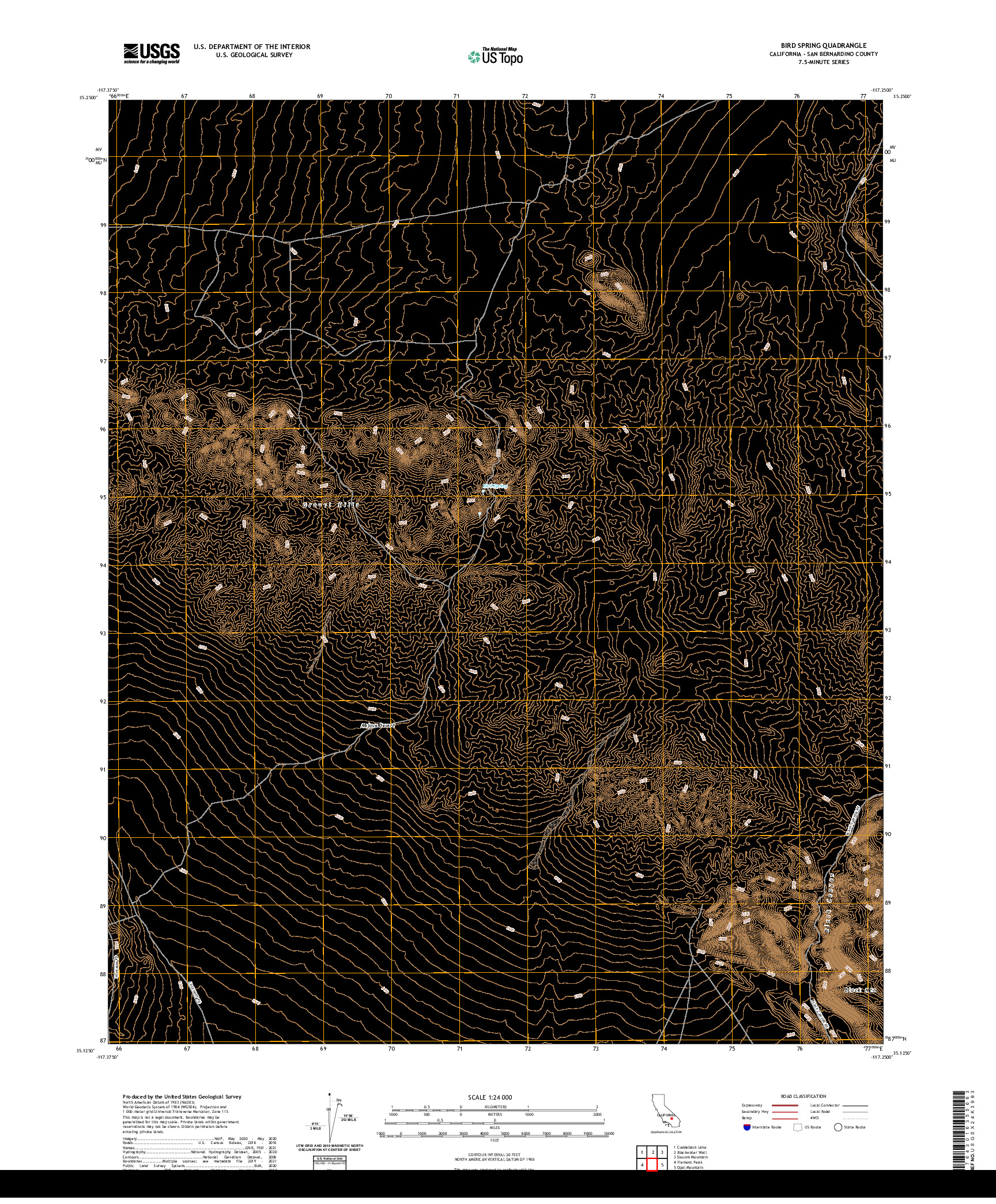 US TOPO 7.5-MINUTE MAP FOR BIRD SPRING, CA