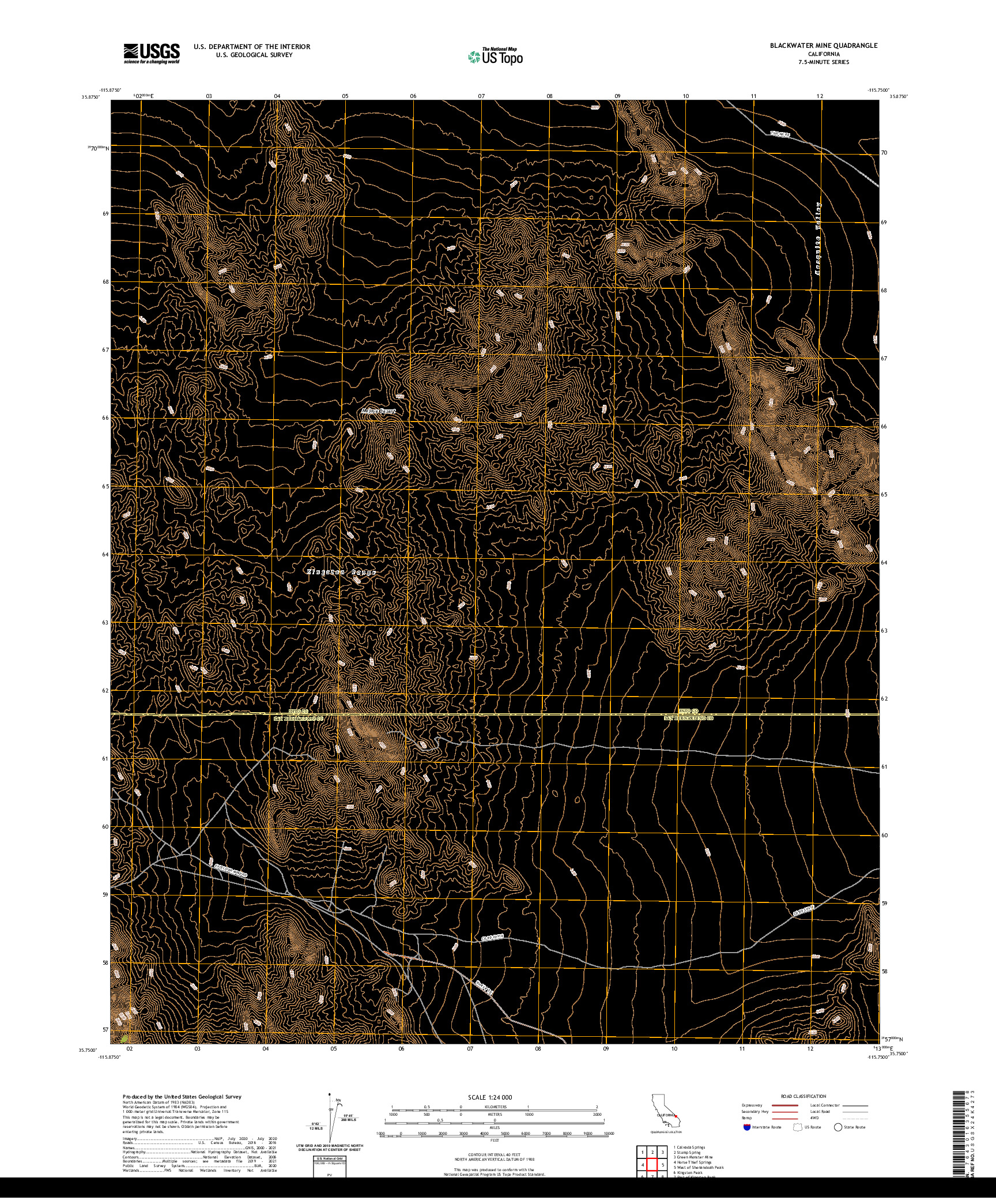 US TOPO 7.5-MINUTE MAP FOR BLACKWATER MINE, CA