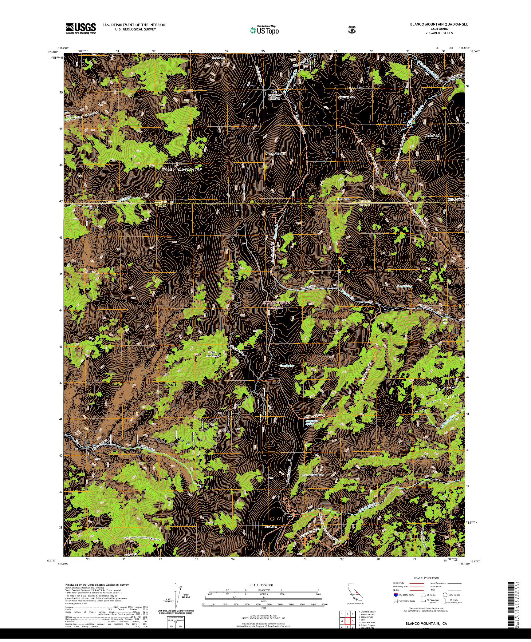 US TOPO 7.5-MINUTE MAP FOR BLANCO MOUNTAIN, CA