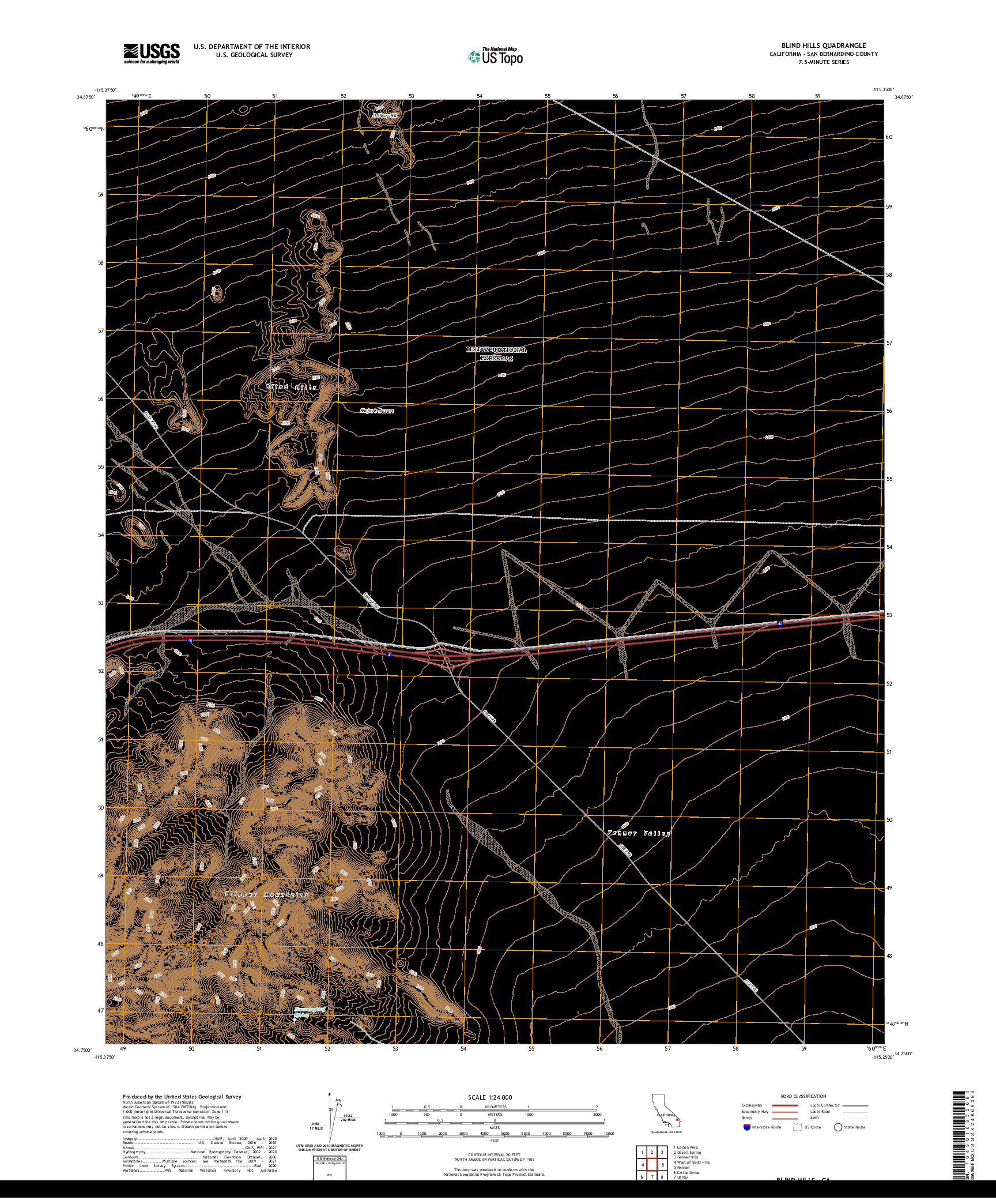 US TOPO 7.5-MINUTE MAP FOR BLIND HILLS, CA