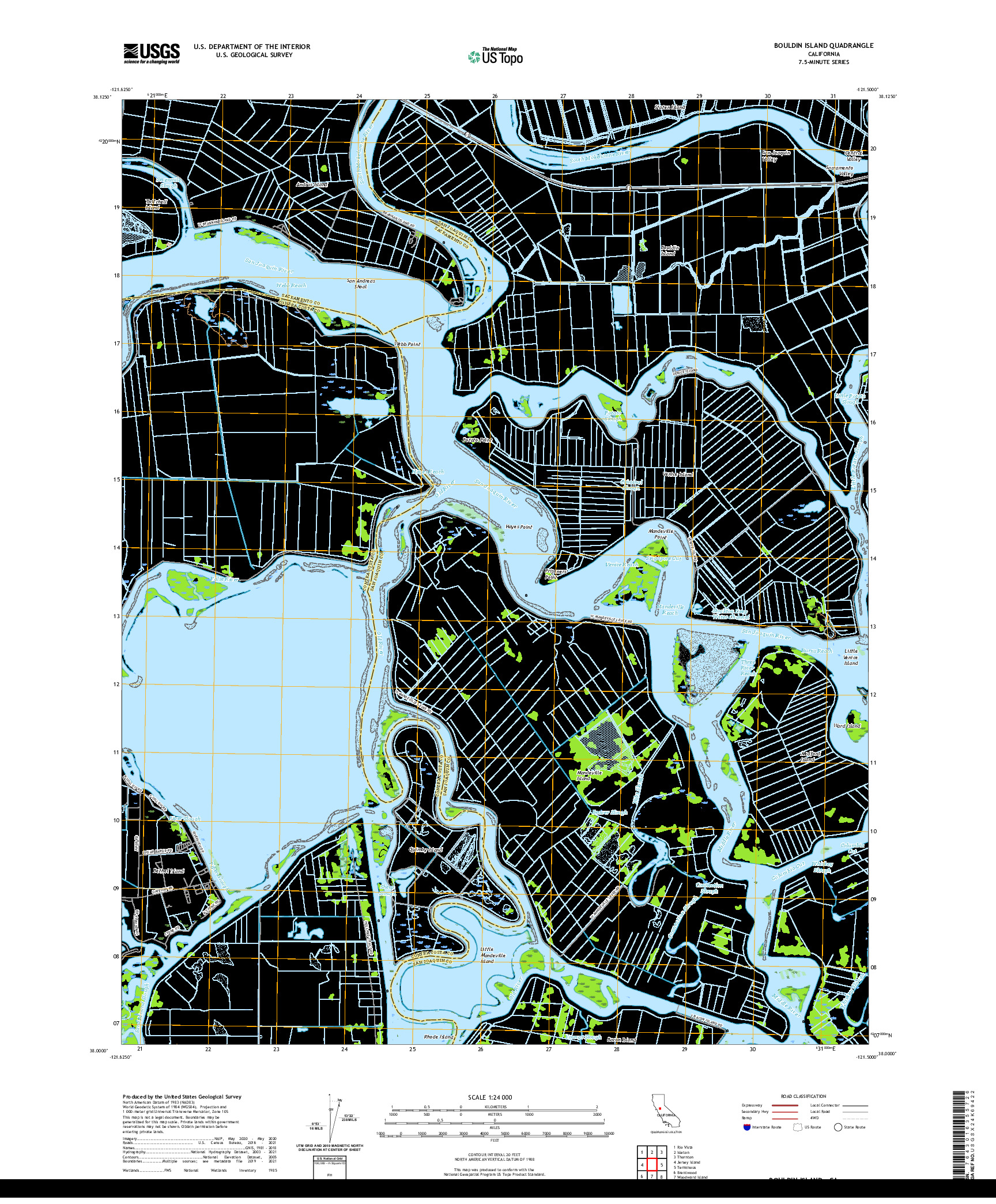 US TOPO 7.5-MINUTE MAP FOR BOULDIN ISLAND, CA