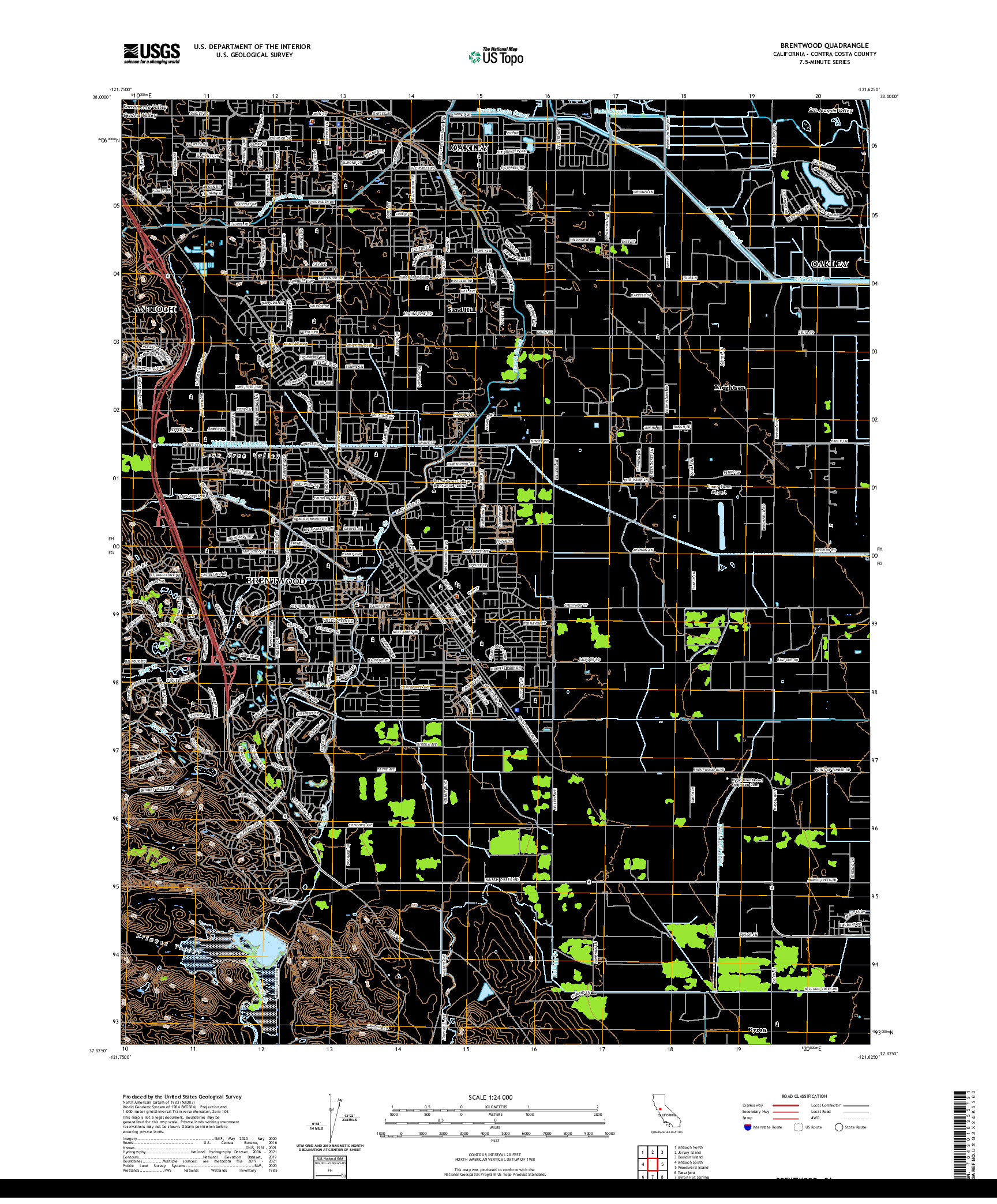 US TOPO 7.5-MINUTE MAP FOR BRENTWOOD, CA