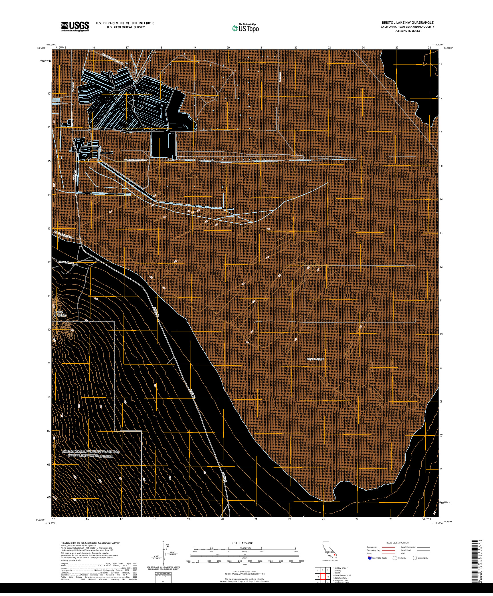 US TOPO 7.5-MINUTE MAP FOR BRISTOL LAKE NW, CA