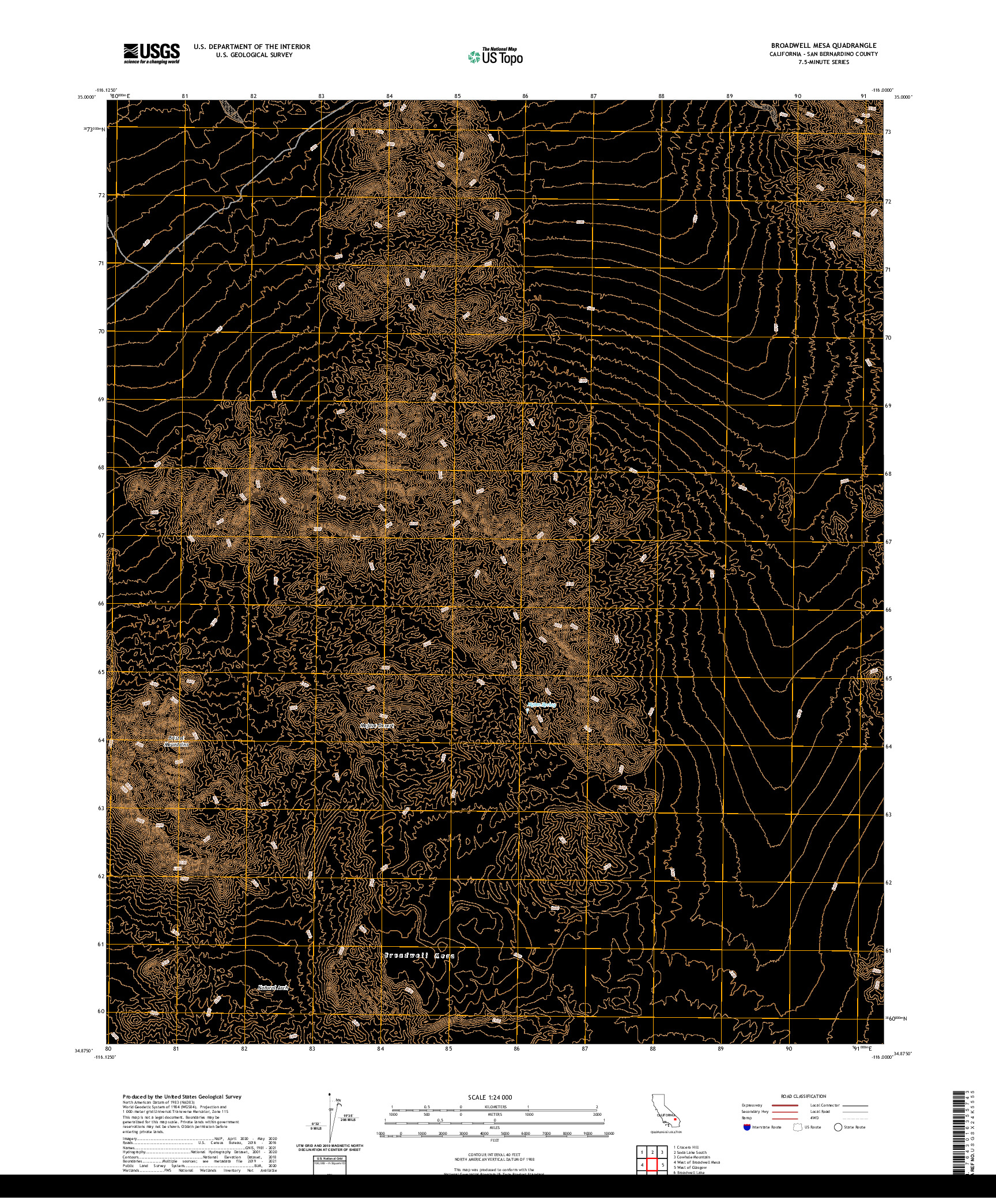 US TOPO 7.5-MINUTE MAP FOR BROADWELL MESA, CA