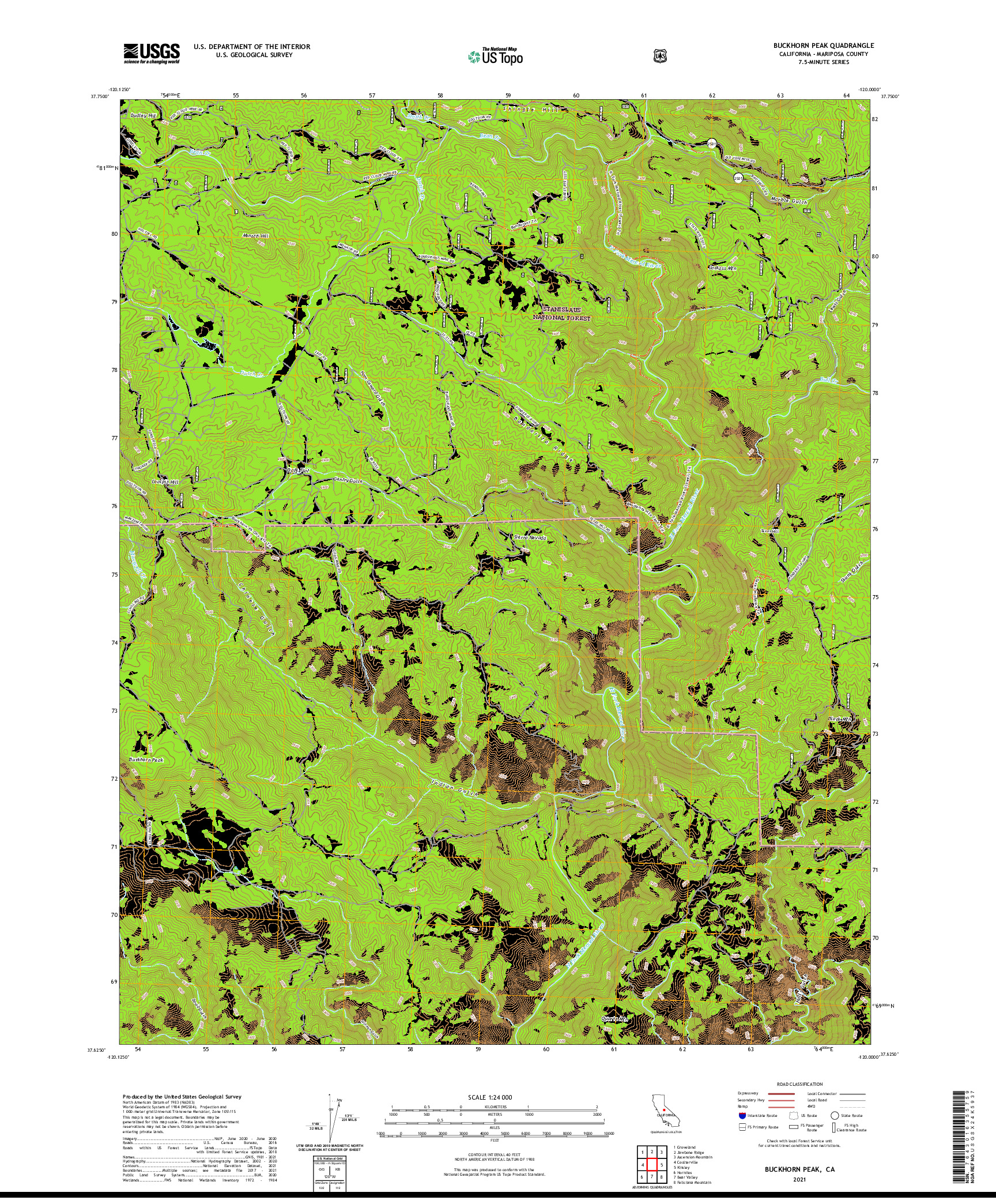 US TOPO 7.5-MINUTE MAP FOR BUCKHORN PEAK, CA