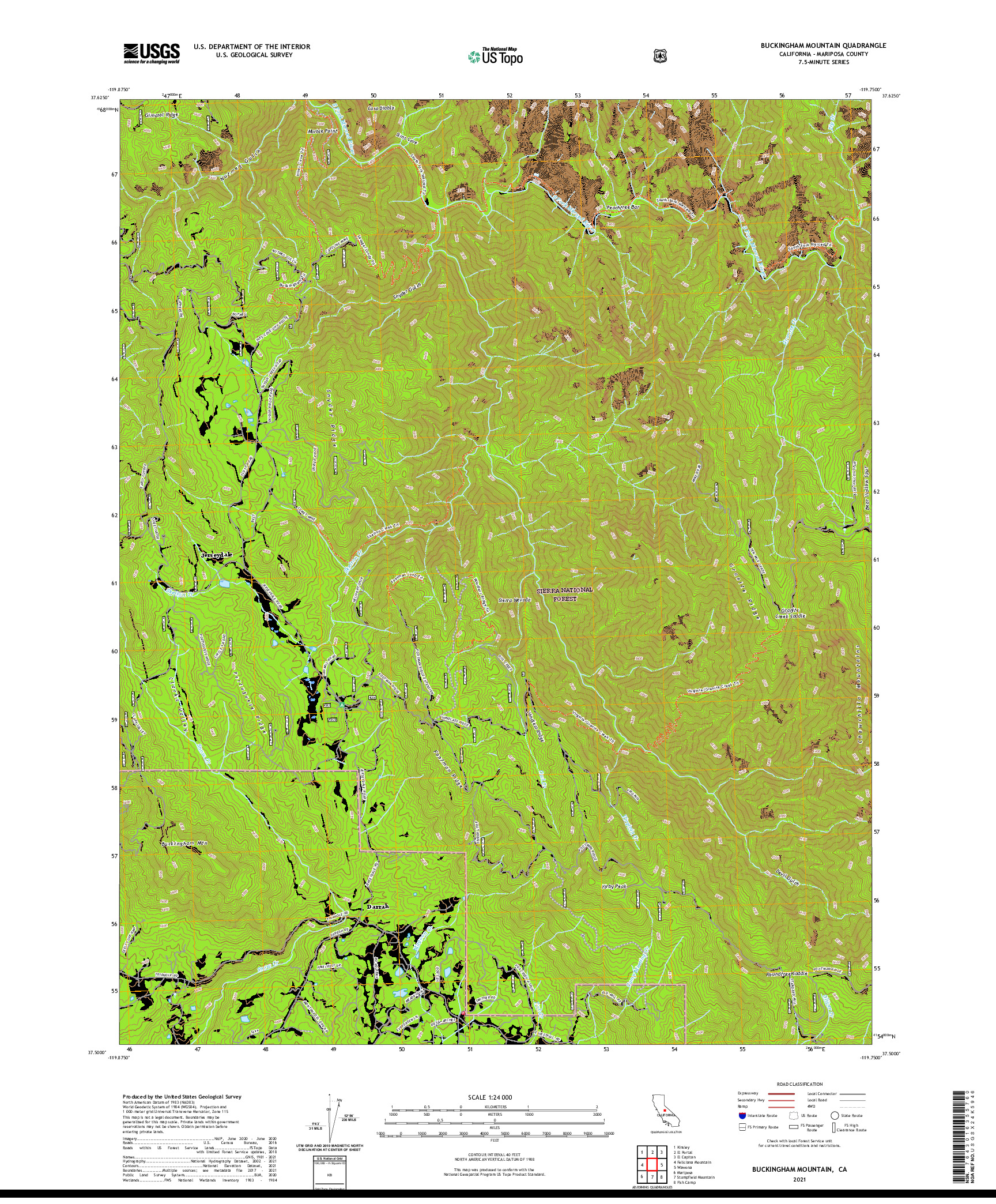 US TOPO 7.5-MINUTE MAP FOR BUCKINGHAM MOUNTAIN, CA