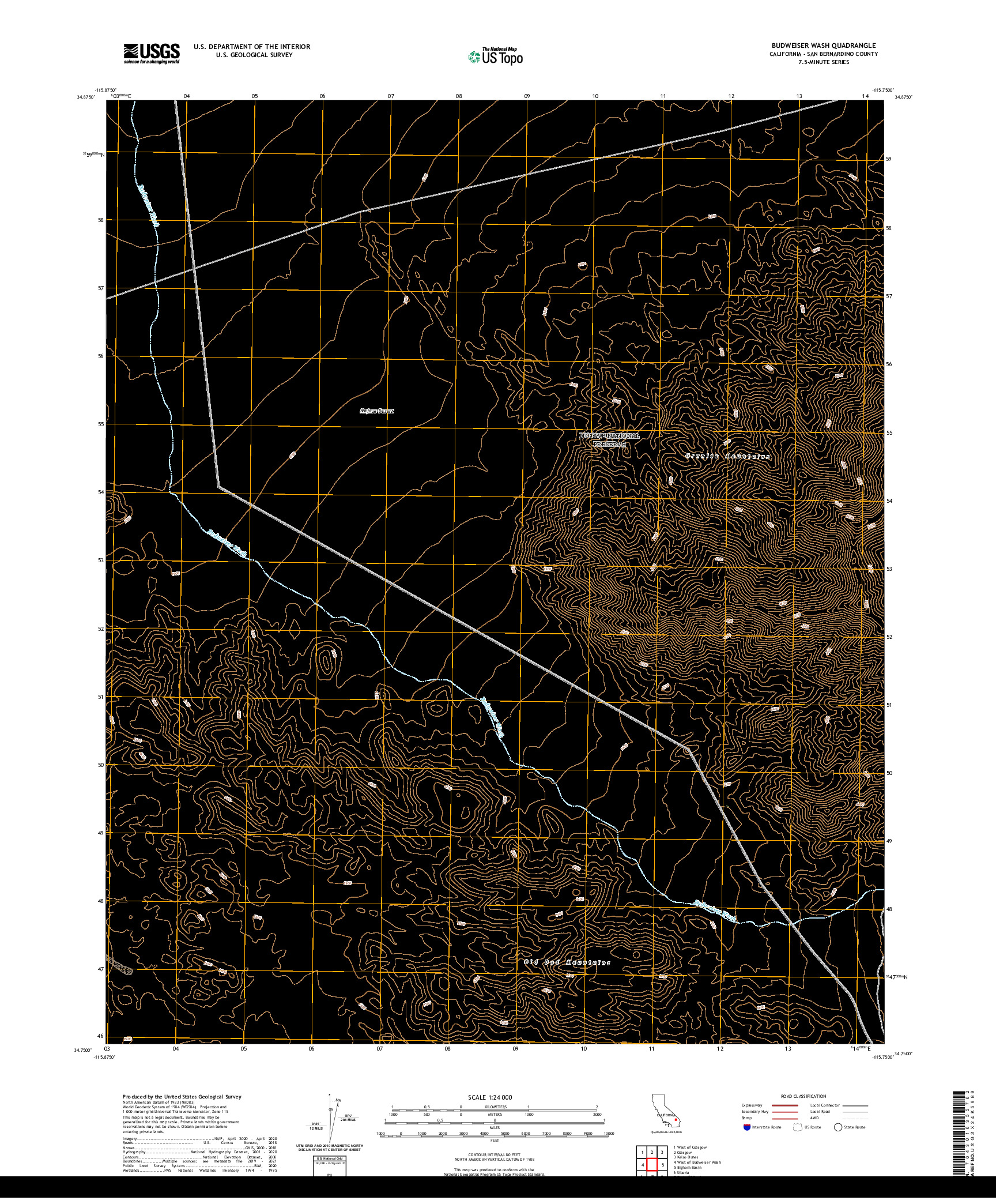 US TOPO 7.5-MINUTE MAP FOR BUDWEISER WASH, CA