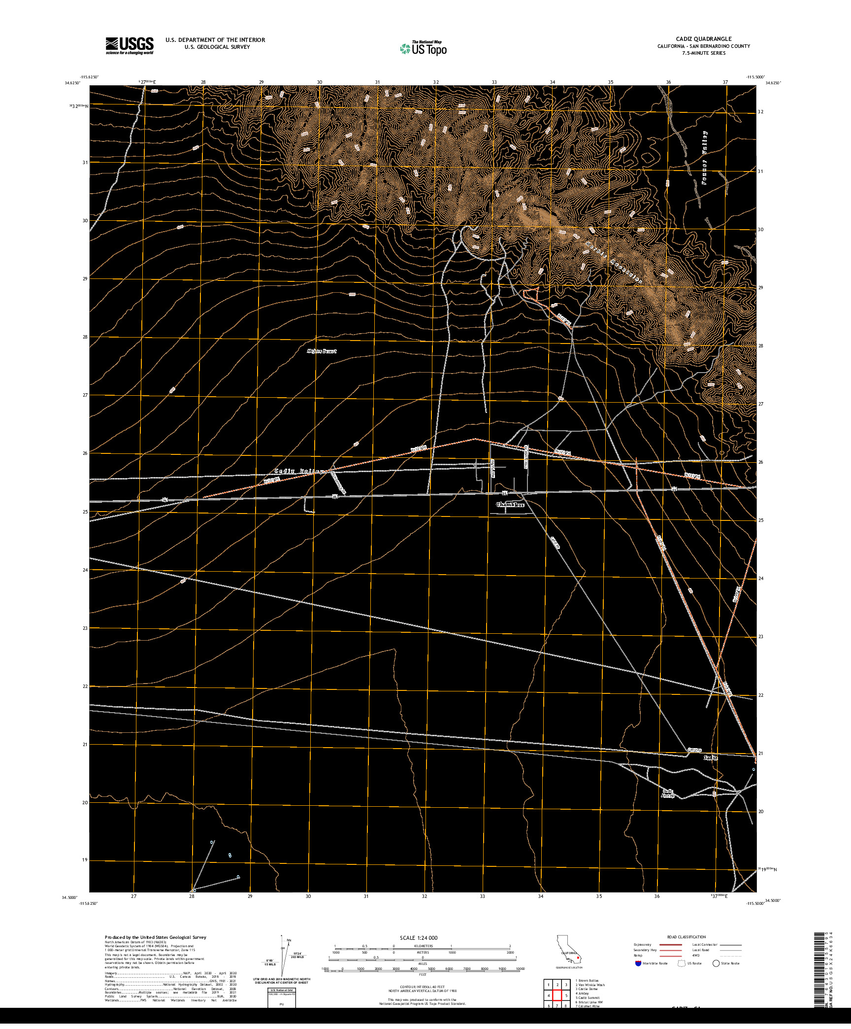 US TOPO 7.5-MINUTE MAP FOR CADIZ, CA