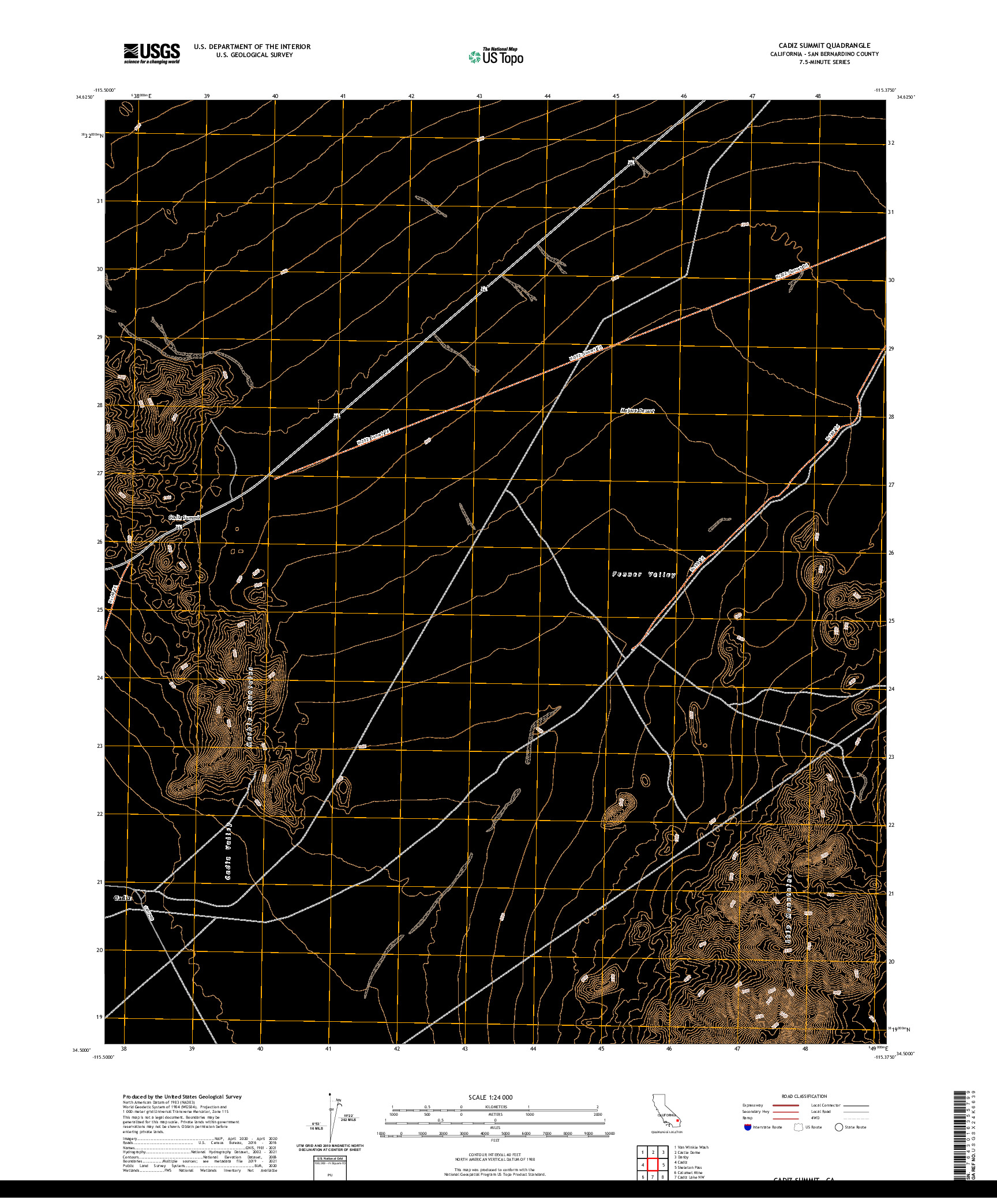 US TOPO 7.5-MINUTE MAP FOR CADIZ SUMMIT, CA