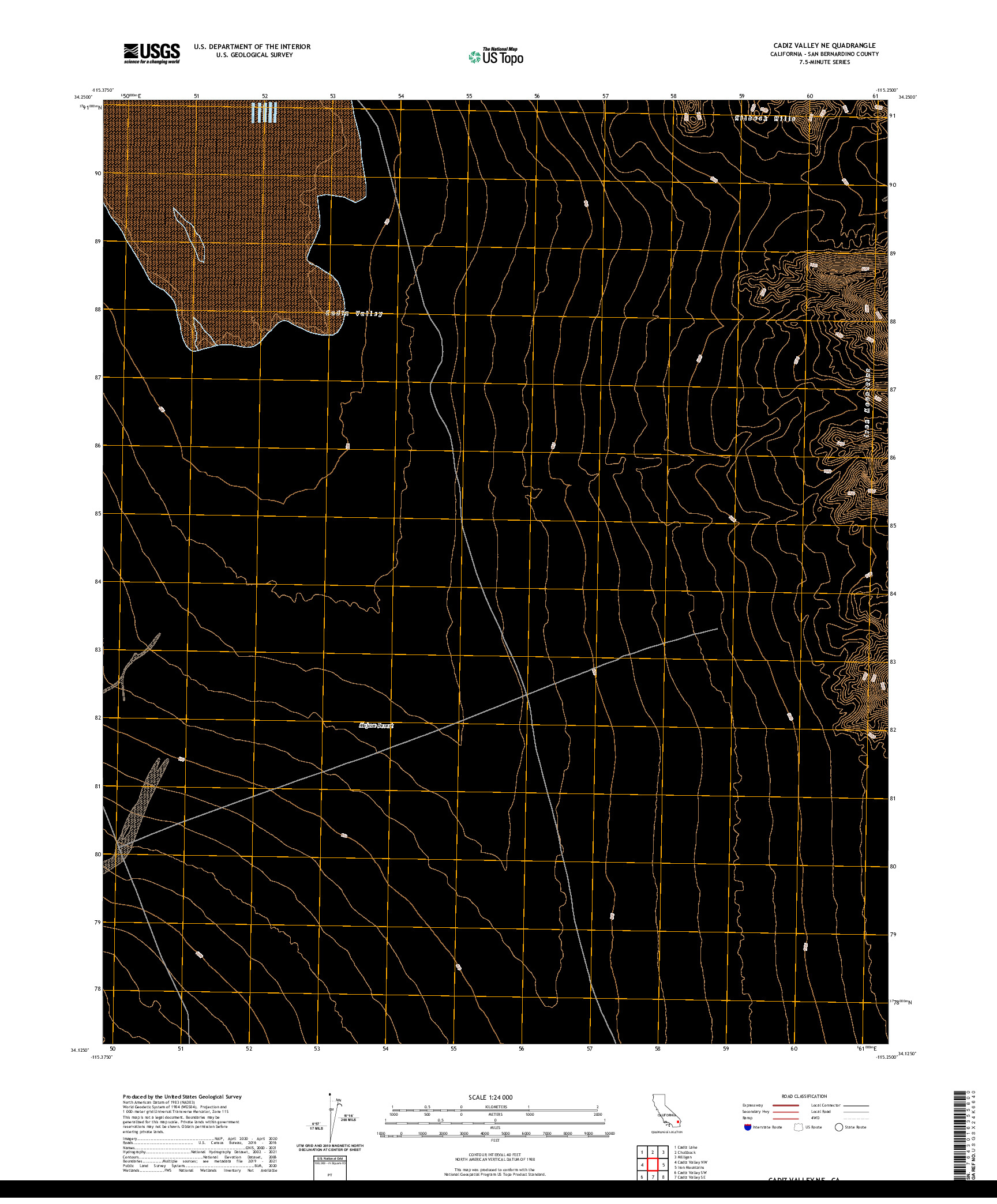 US TOPO 7.5-MINUTE MAP FOR CADIZ VALLEY NE, CA