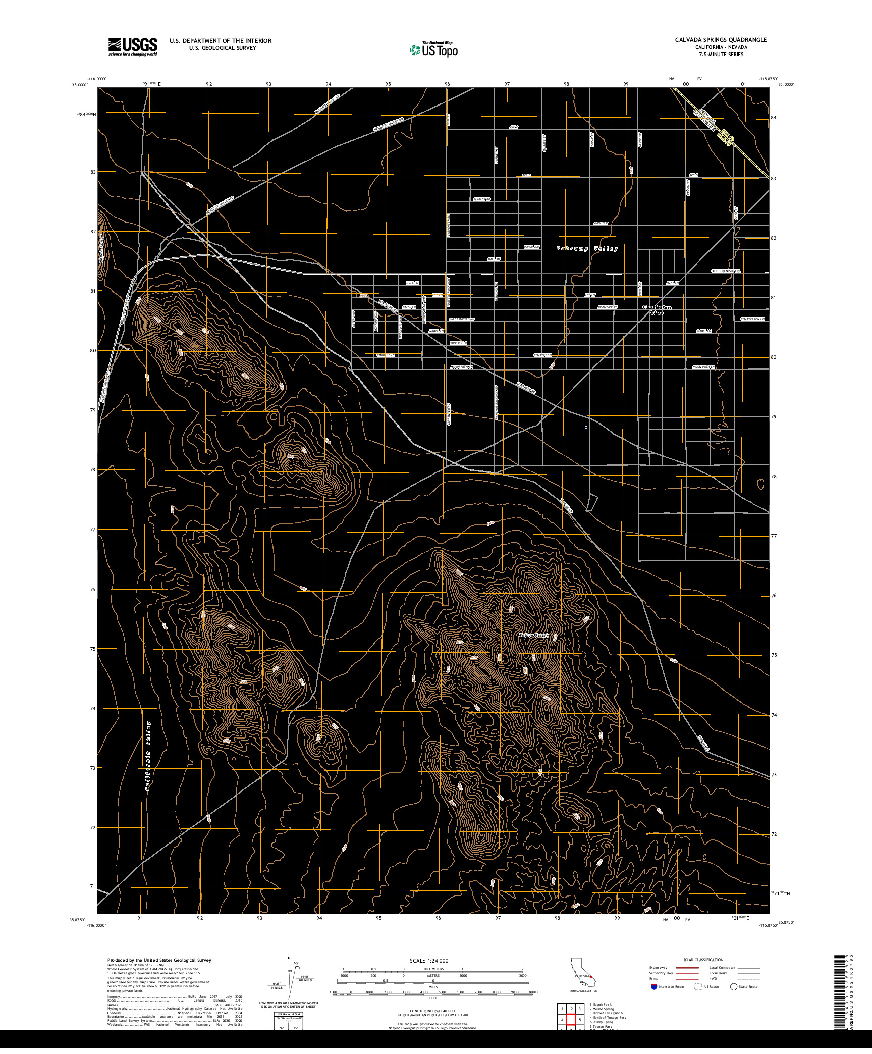 US TOPO 7.5-MINUTE MAP FOR CALVADA SPRINGS, CA,NV