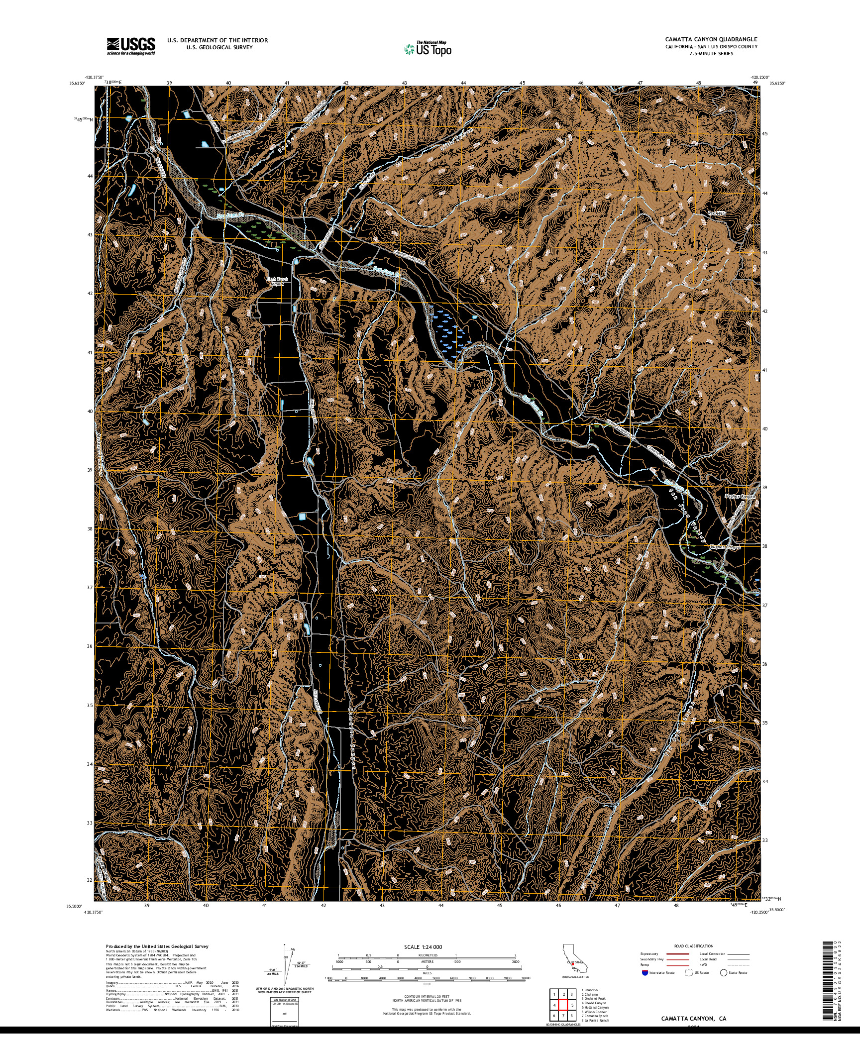 US TOPO 7.5-MINUTE MAP FOR CAMATTA CANYON, CA