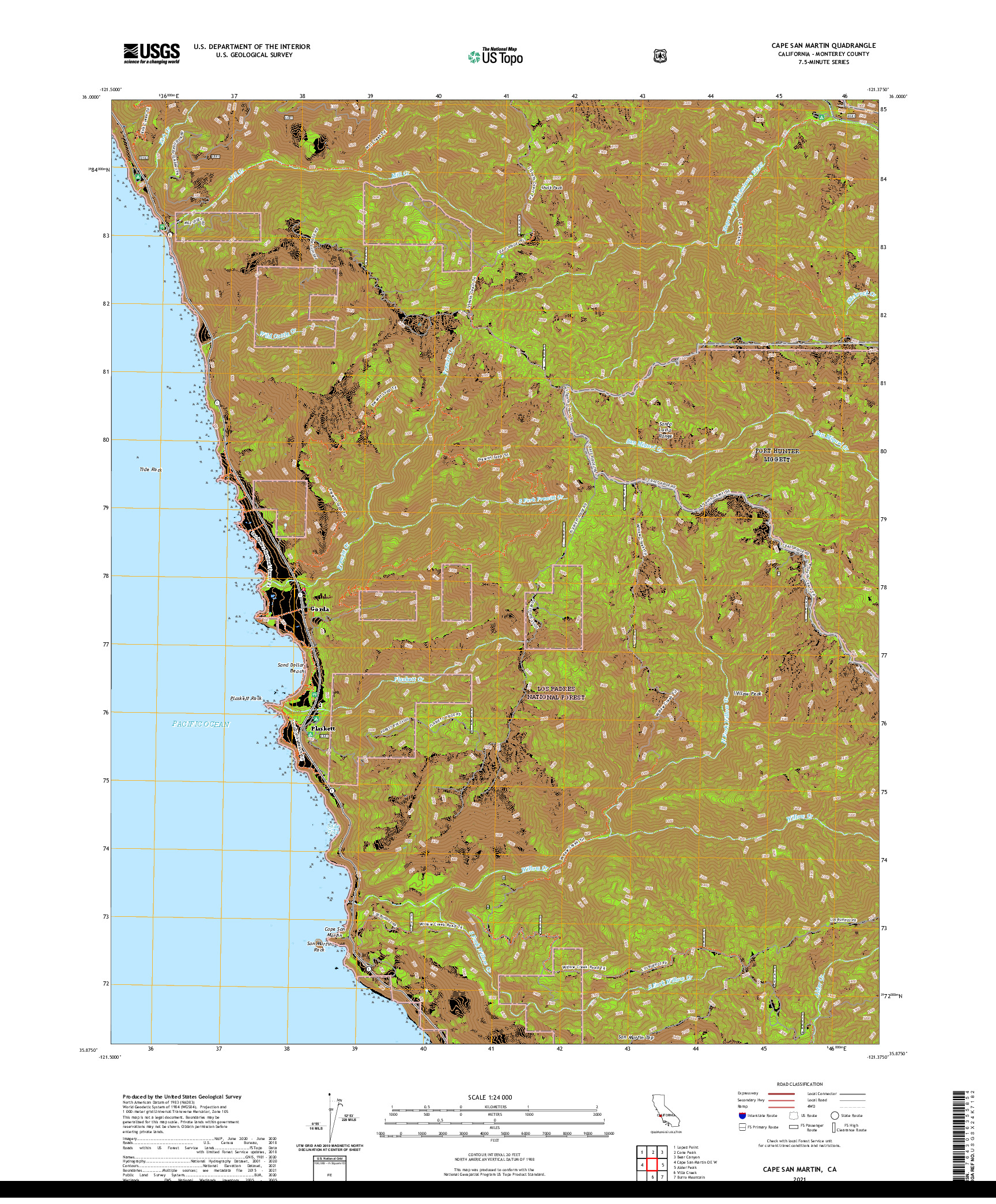 US TOPO 7.5-MINUTE MAP FOR CAPE SAN MARTIN, CA