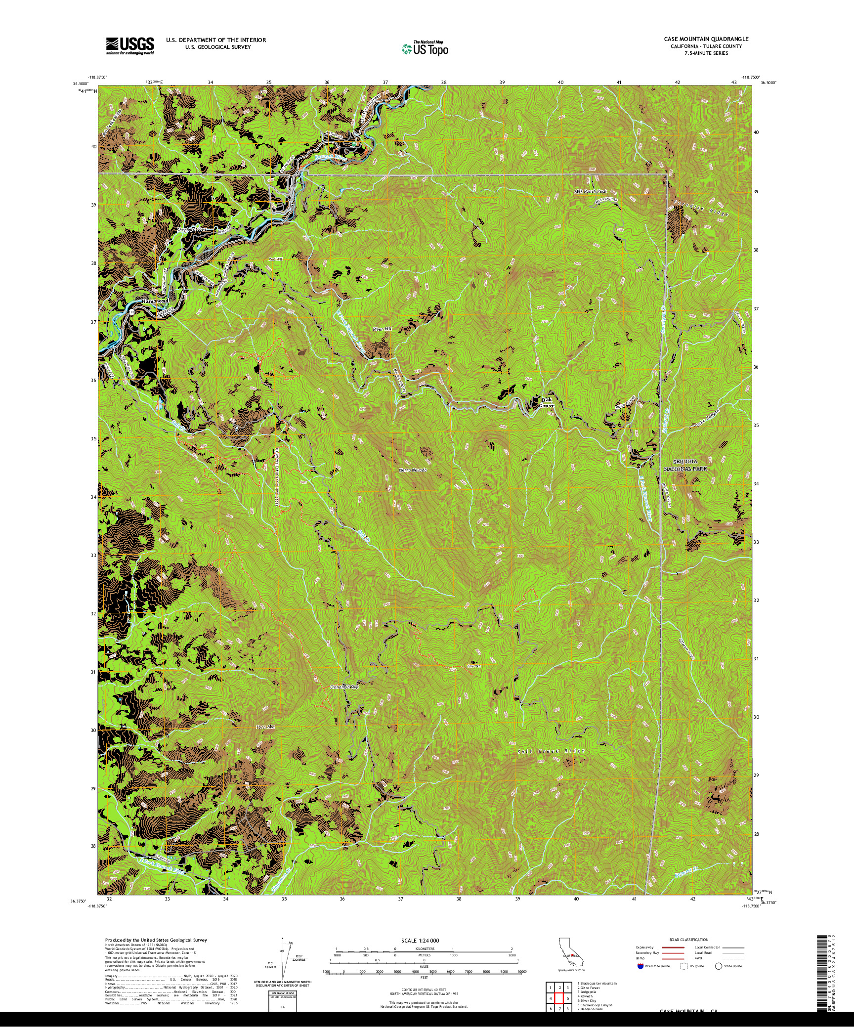 US TOPO 7.5-MINUTE MAP FOR CASE MOUNTAIN, CA