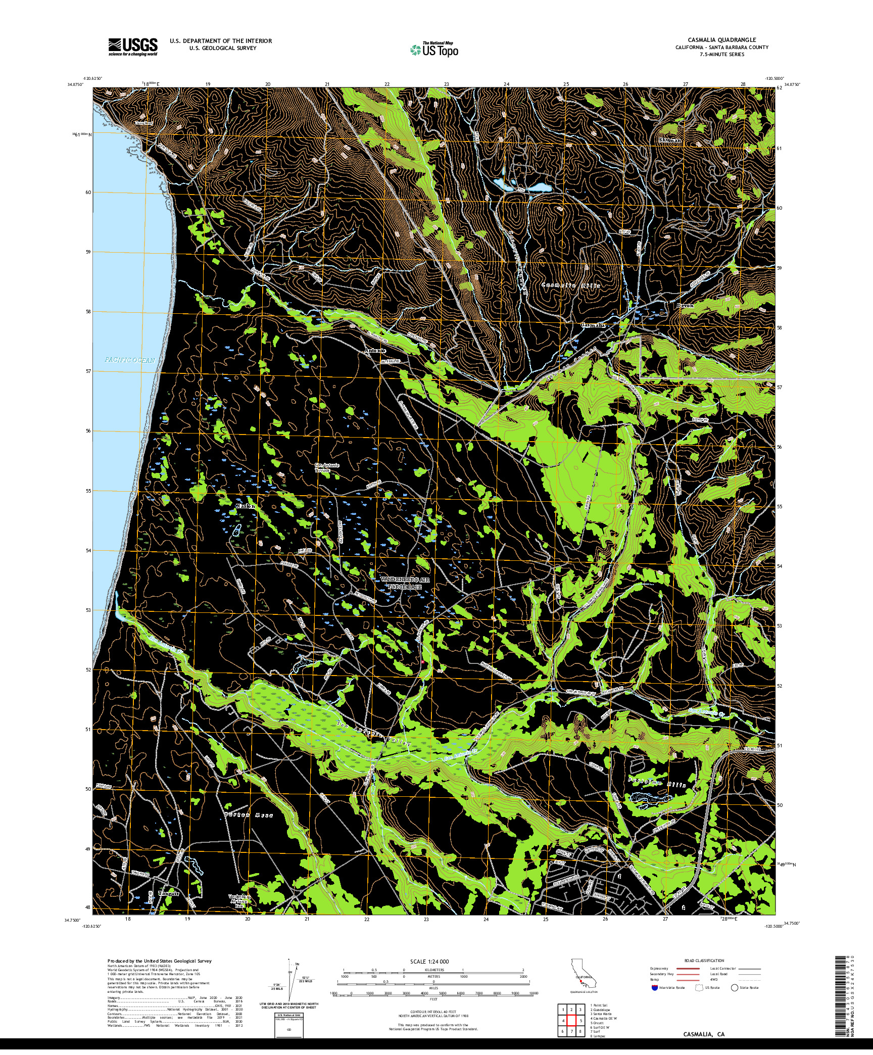 US TOPO 7.5-MINUTE MAP FOR CASMALIA, CA