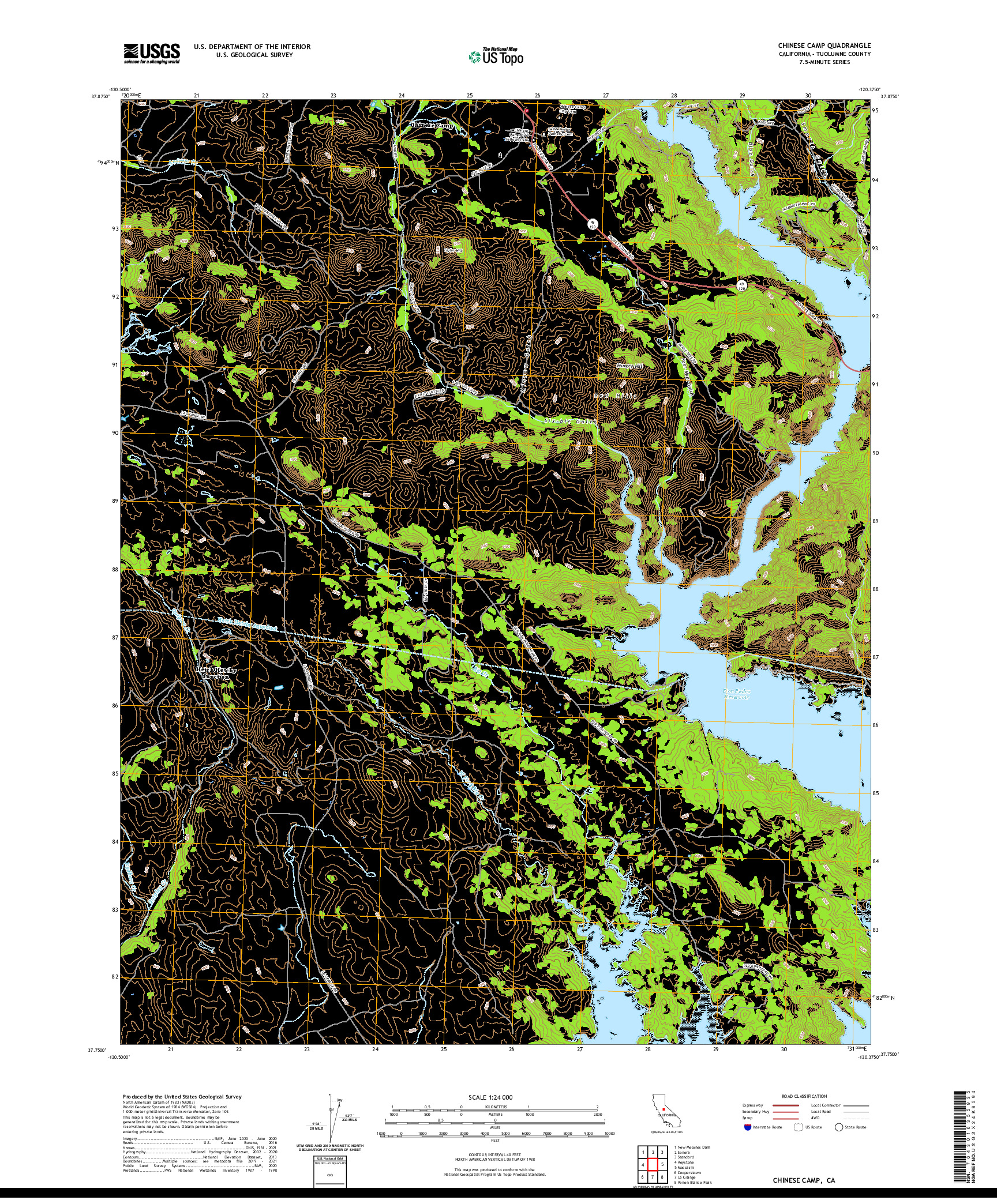 US TOPO 7.5-MINUTE MAP FOR CHINESE CAMP, CA