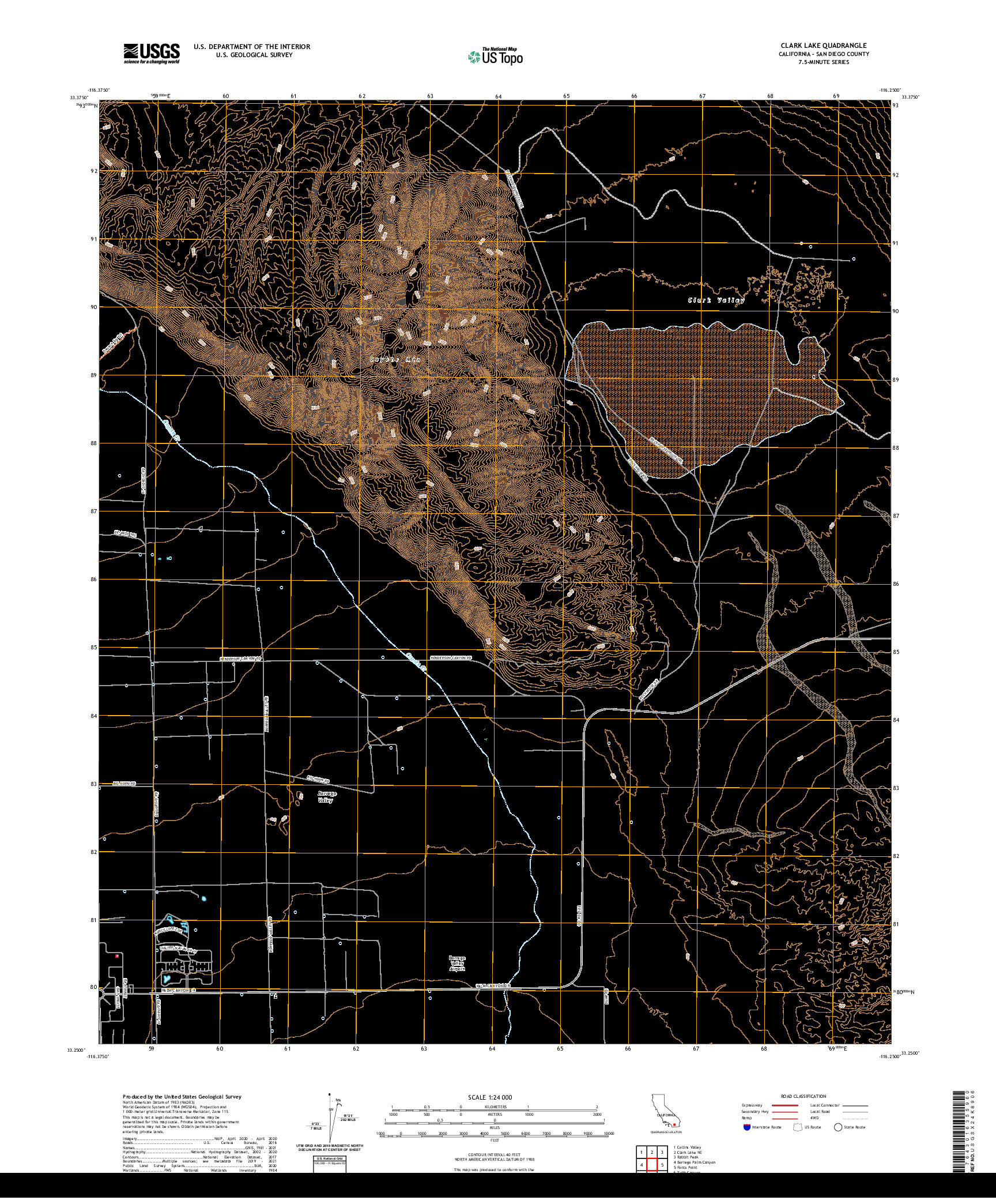 US TOPO 7.5-MINUTE MAP FOR CLARK LAKE, CA