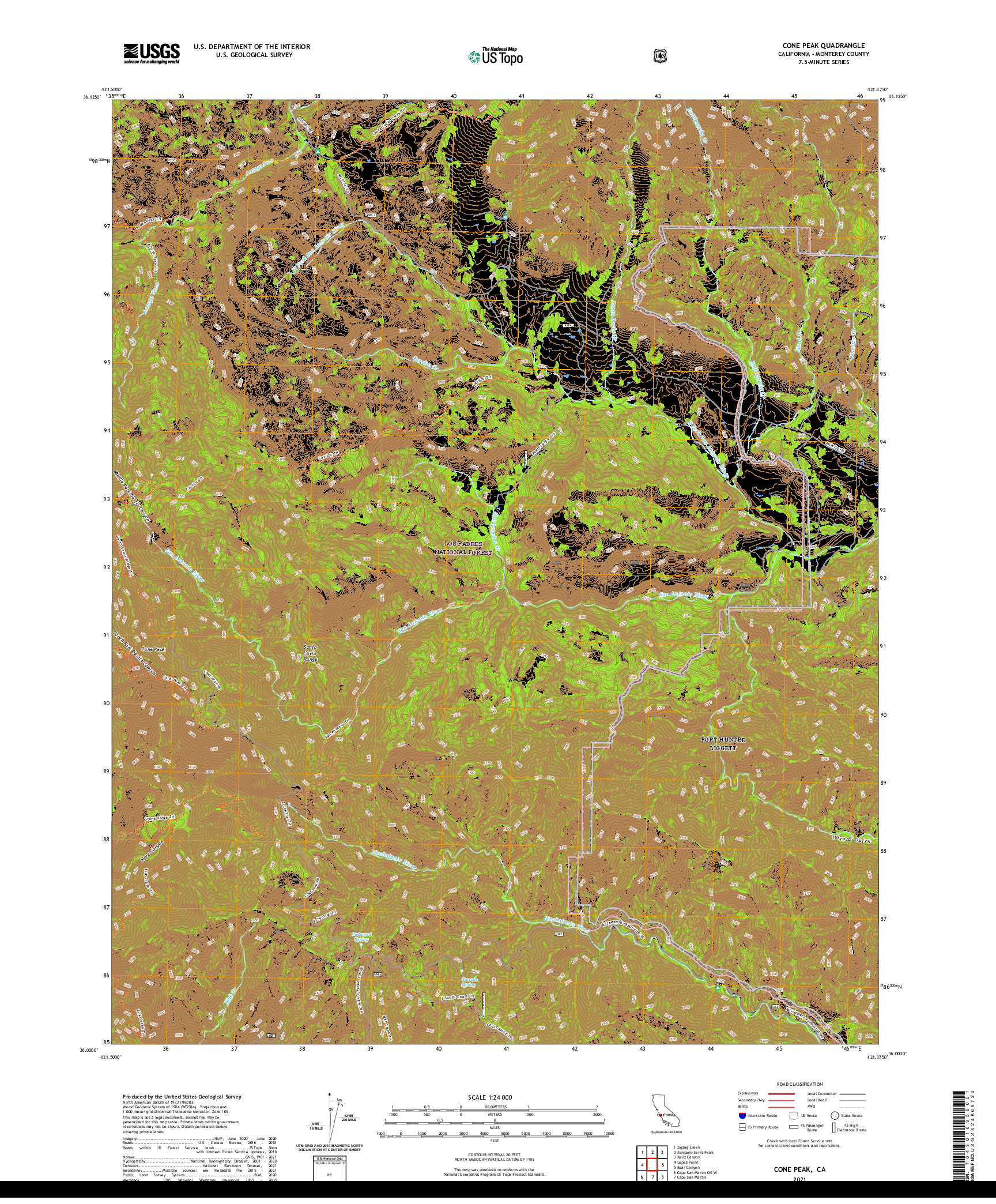 US TOPO 7.5-MINUTE MAP FOR CONE PEAK, CA