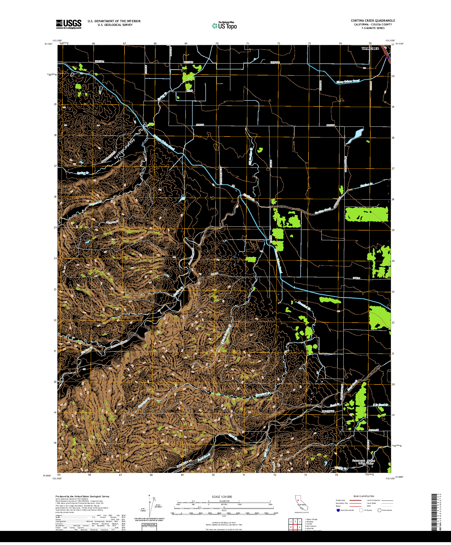 US TOPO 7.5-MINUTE MAP FOR CORTINA CREEK, CA