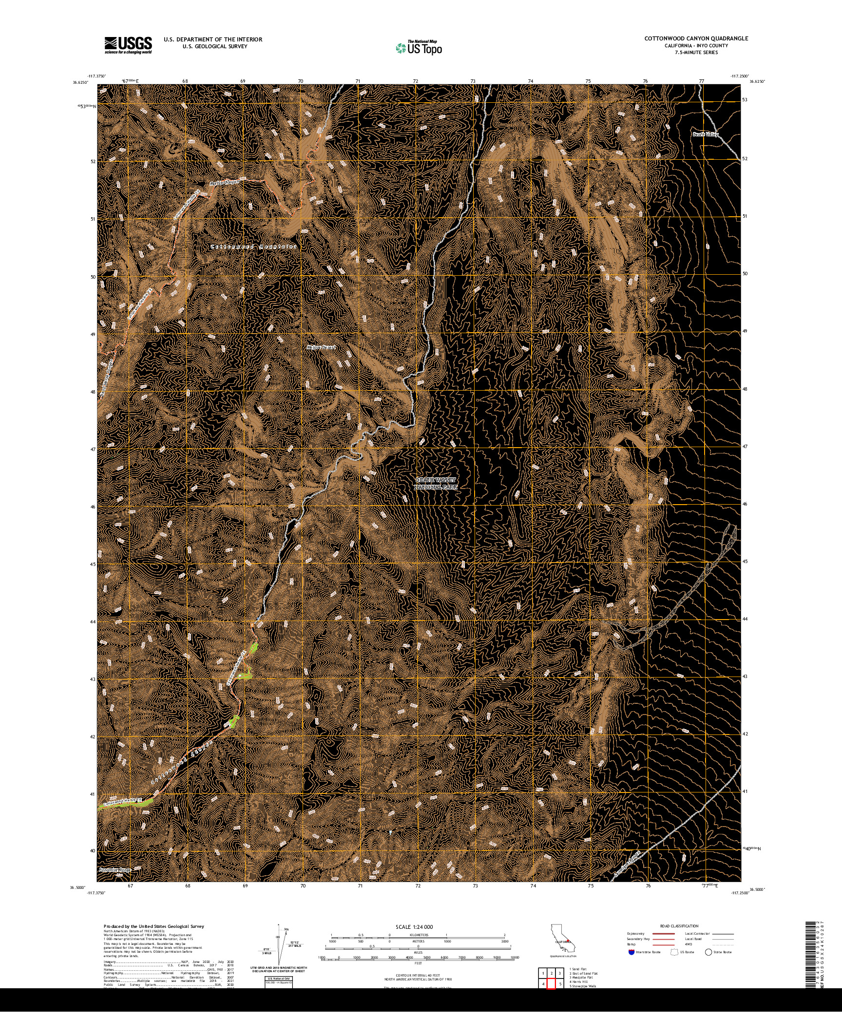 US TOPO 7.5-MINUTE MAP FOR COTTONWOOD CANYON, CA