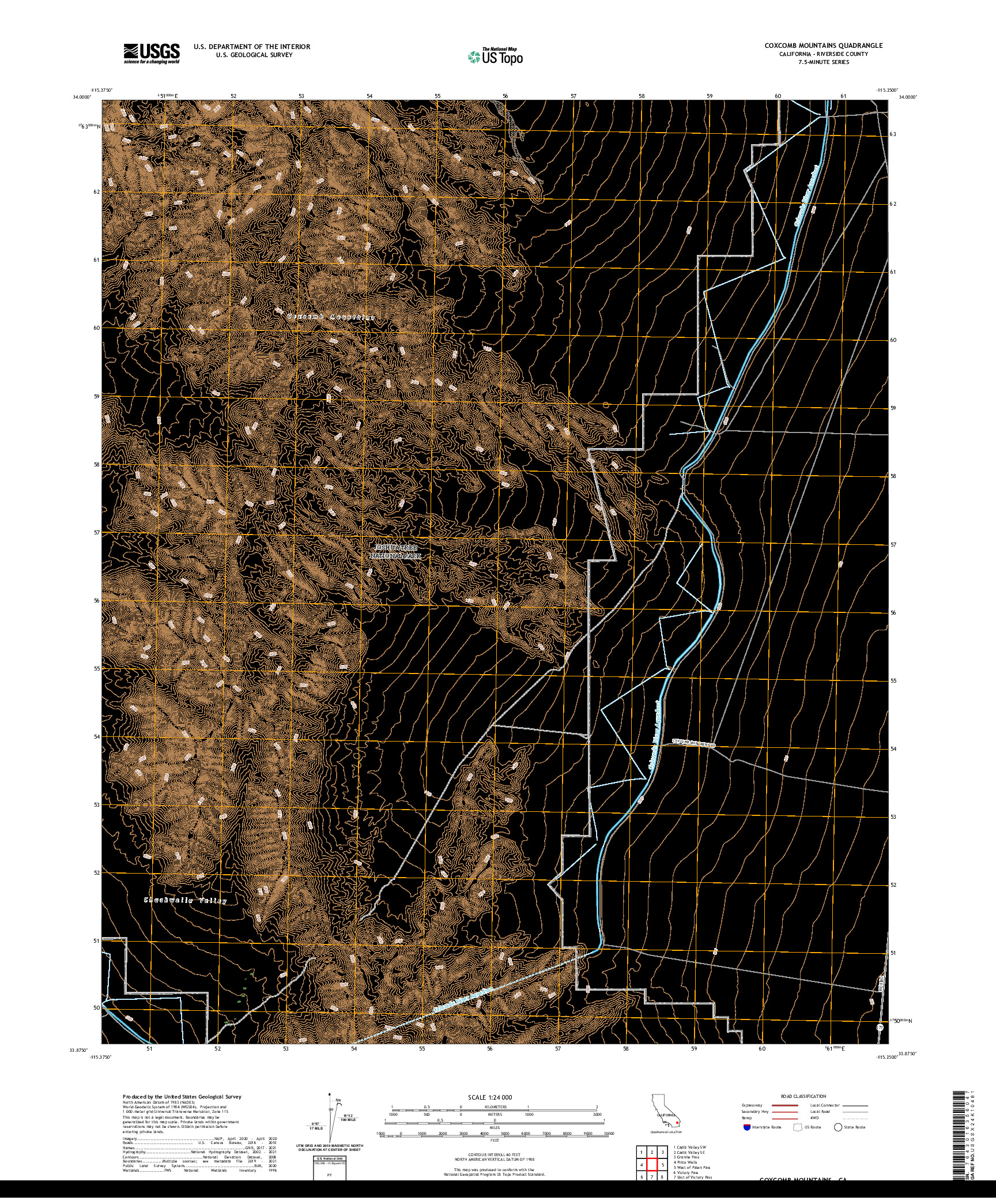 US TOPO 7.5-MINUTE MAP FOR COXCOMB MOUNTAINS, CA