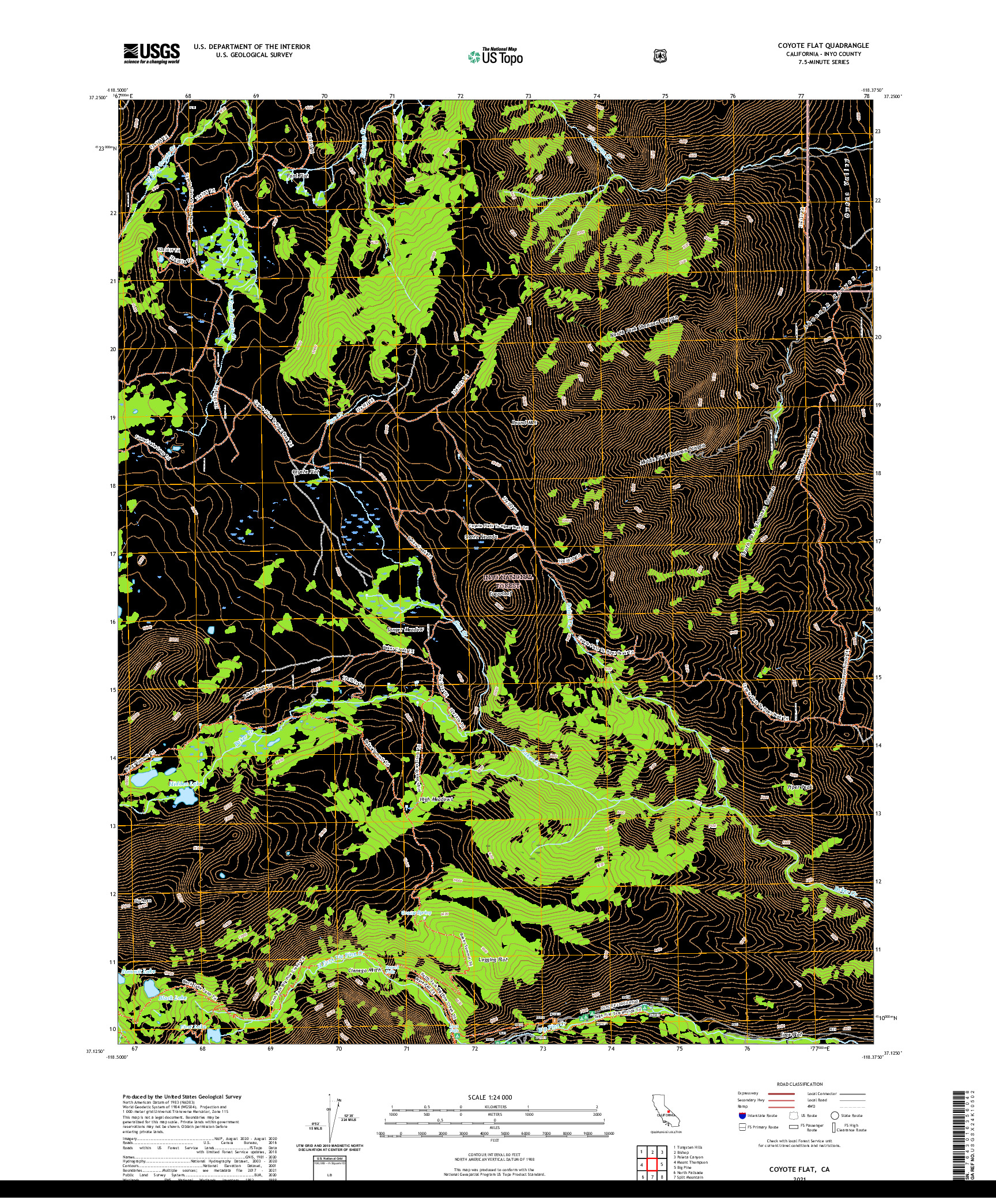 US TOPO 7.5-MINUTE MAP FOR COYOTE FLAT, CA