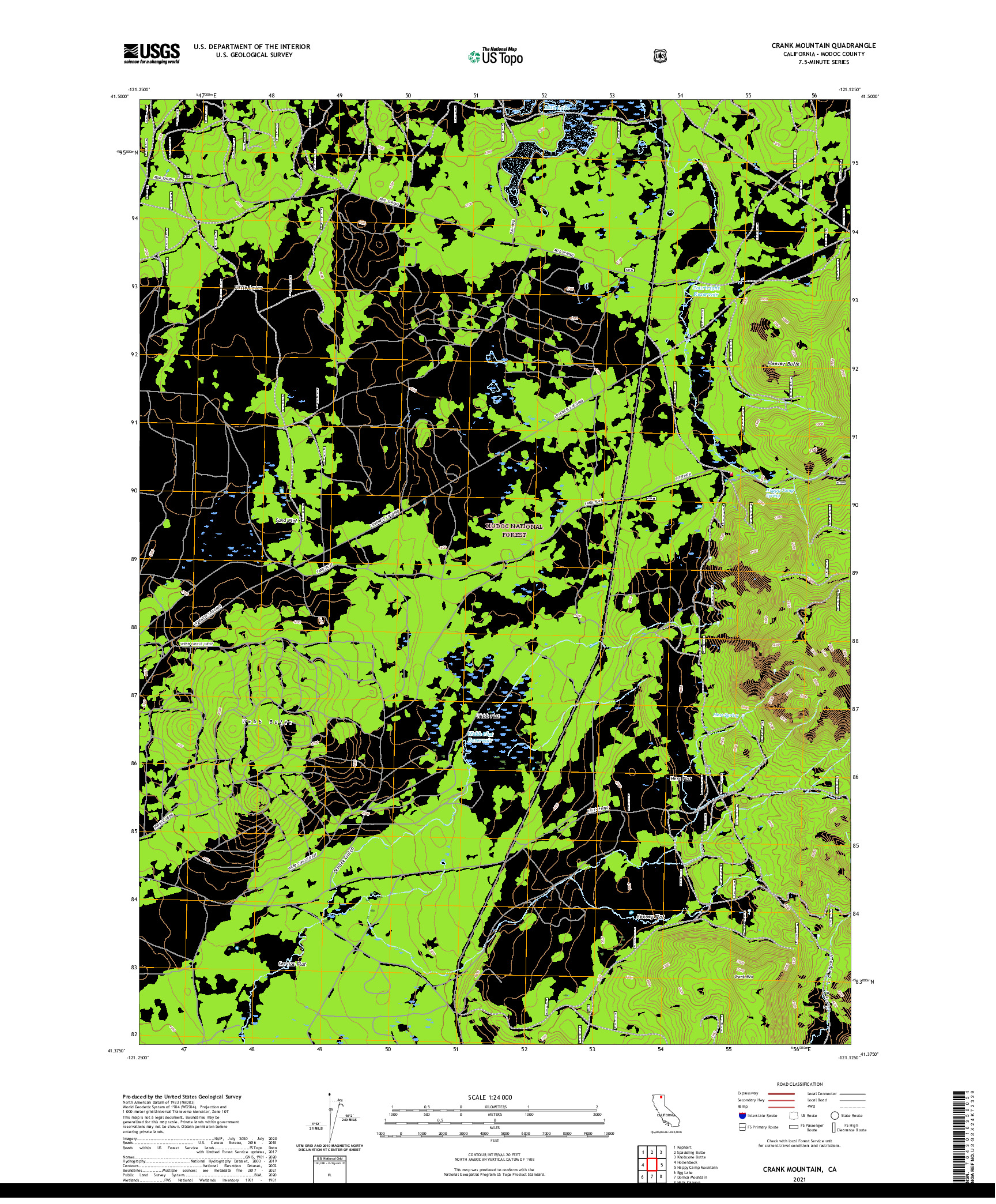 US TOPO 7.5-MINUTE MAP FOR CRANK MOUNTAIN, CA