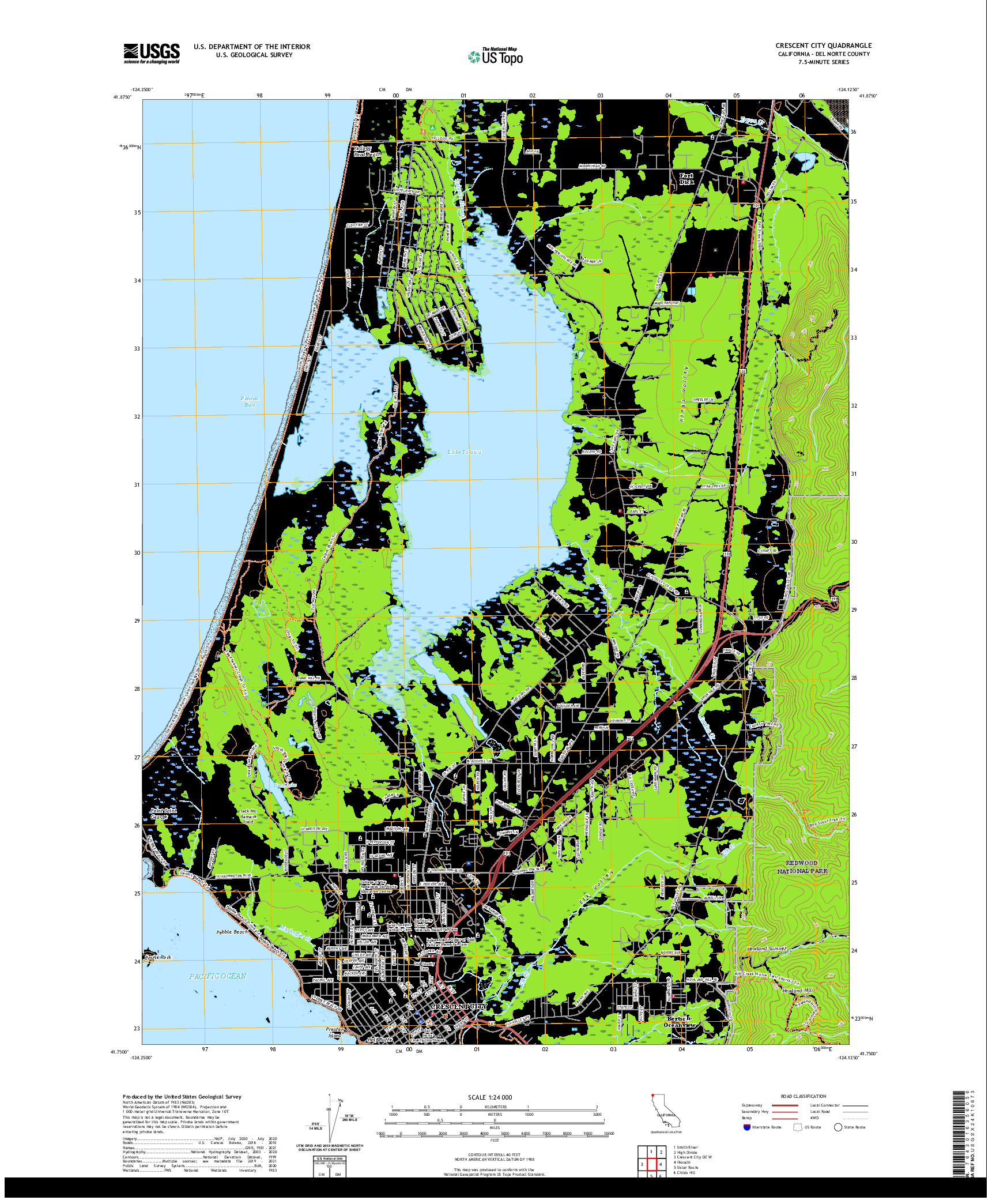 US TOPO 7.5-MINUTE MAP FOR CRESCENT CITY, CA