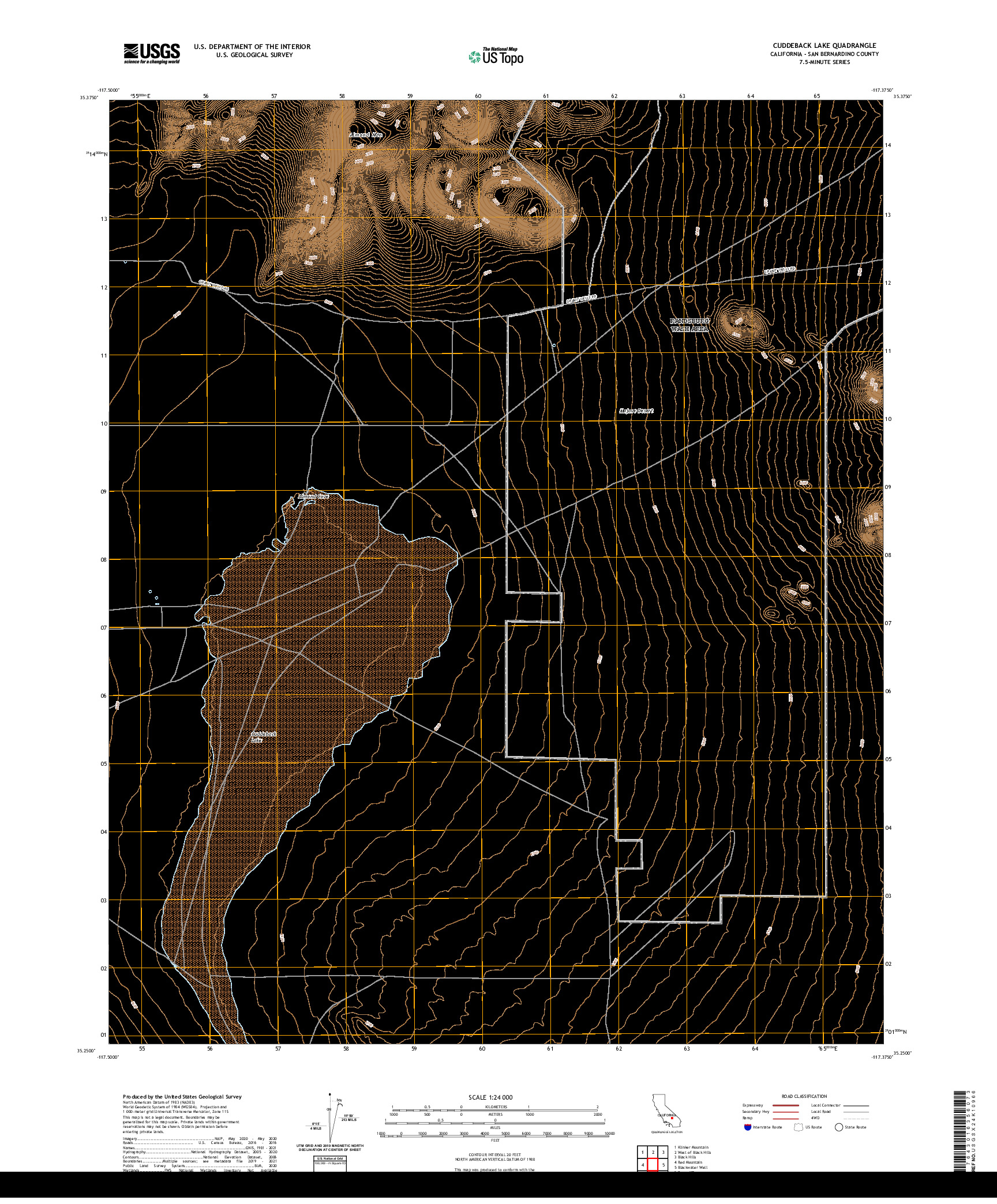 US TOPO 7.5-MINUTE MAP FOR CUDDEBACK LAKE, CA