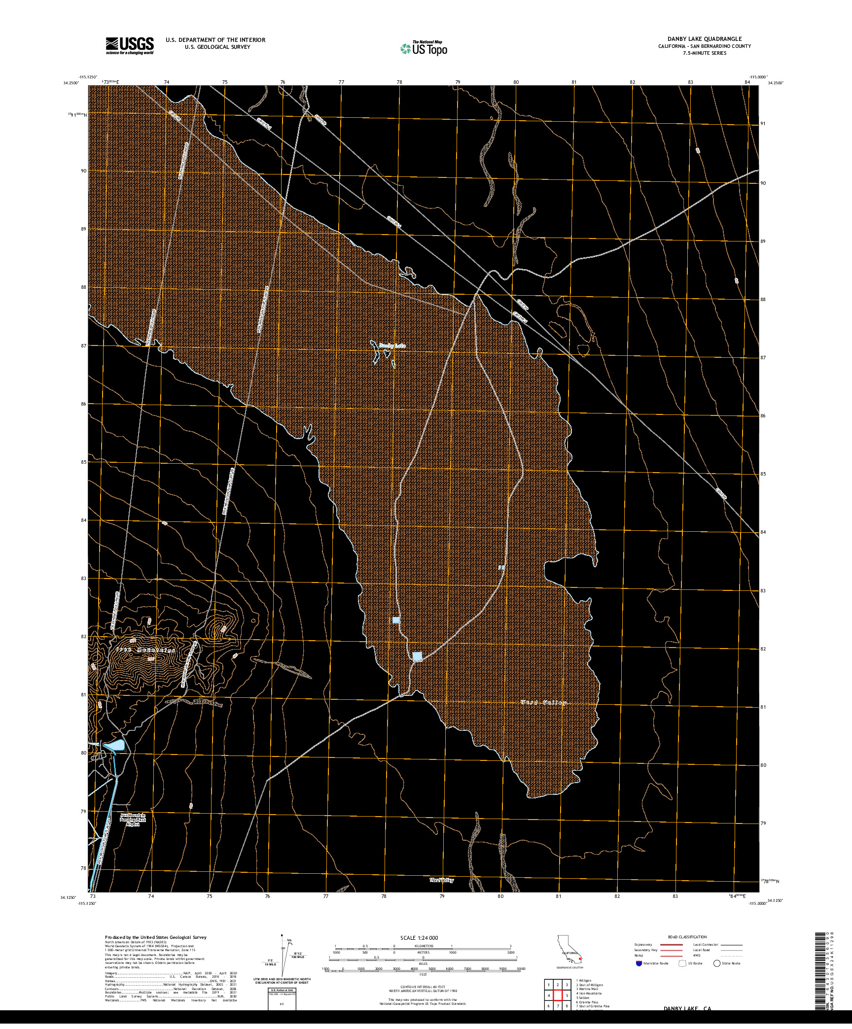 US TOPO 7.5-MINUTE MAP FOR DANBY LAKE, CA