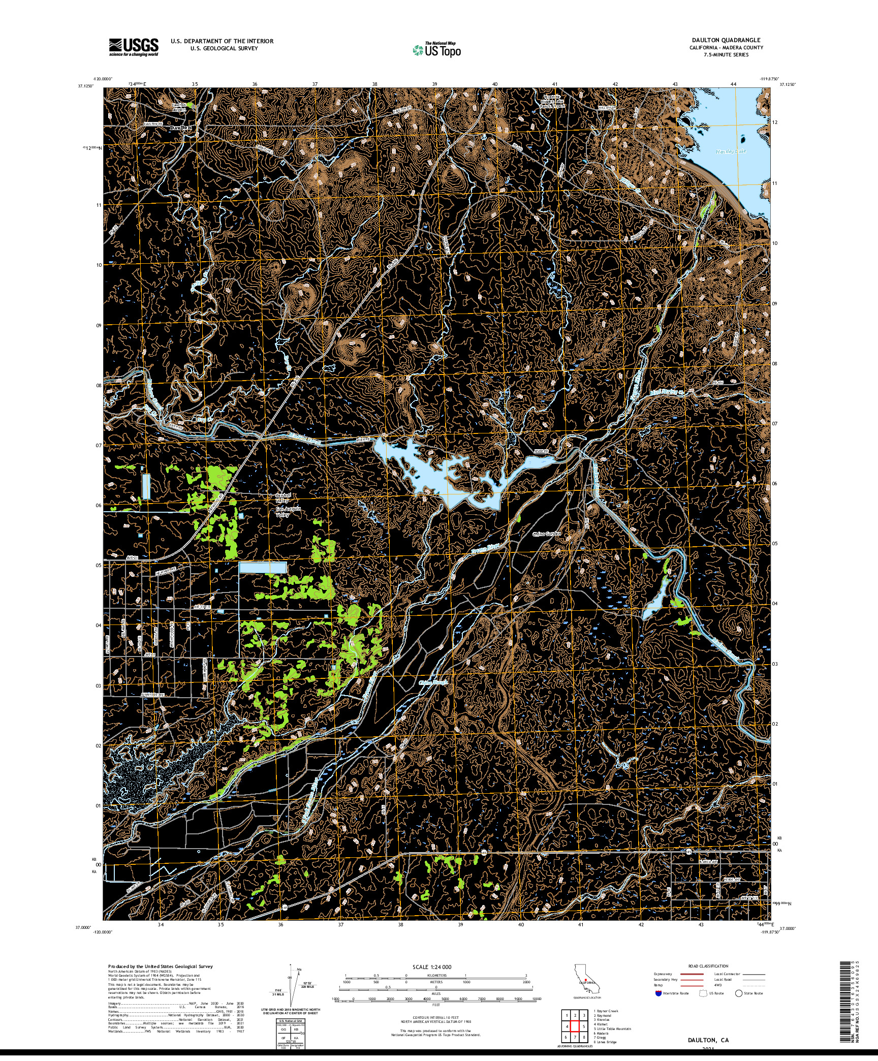 US TOPO 7.5-MINUTE MAP FOR DAULTON, CA