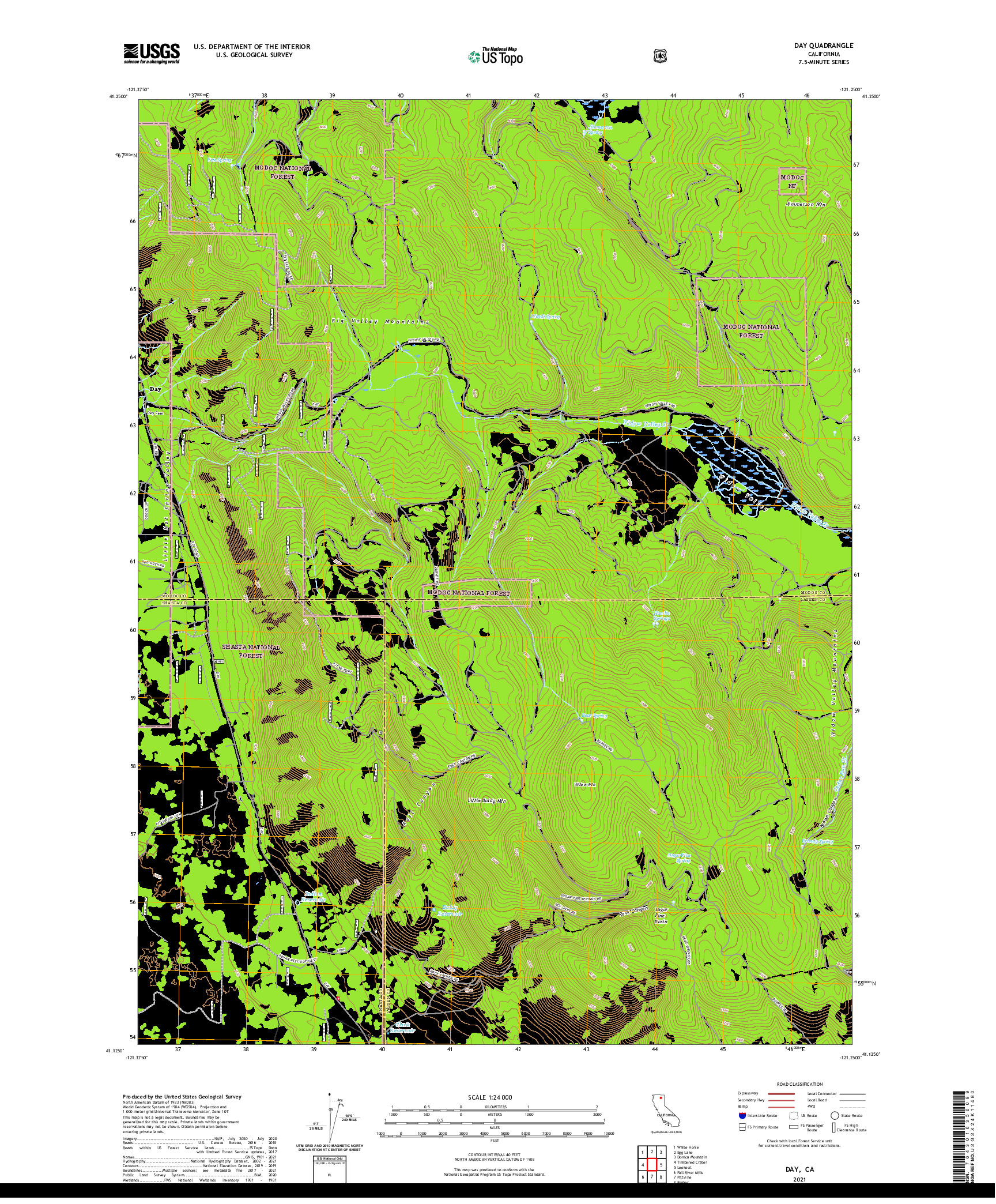 US TOPO 7.5-MINUTE MAP FOR DAY, CA