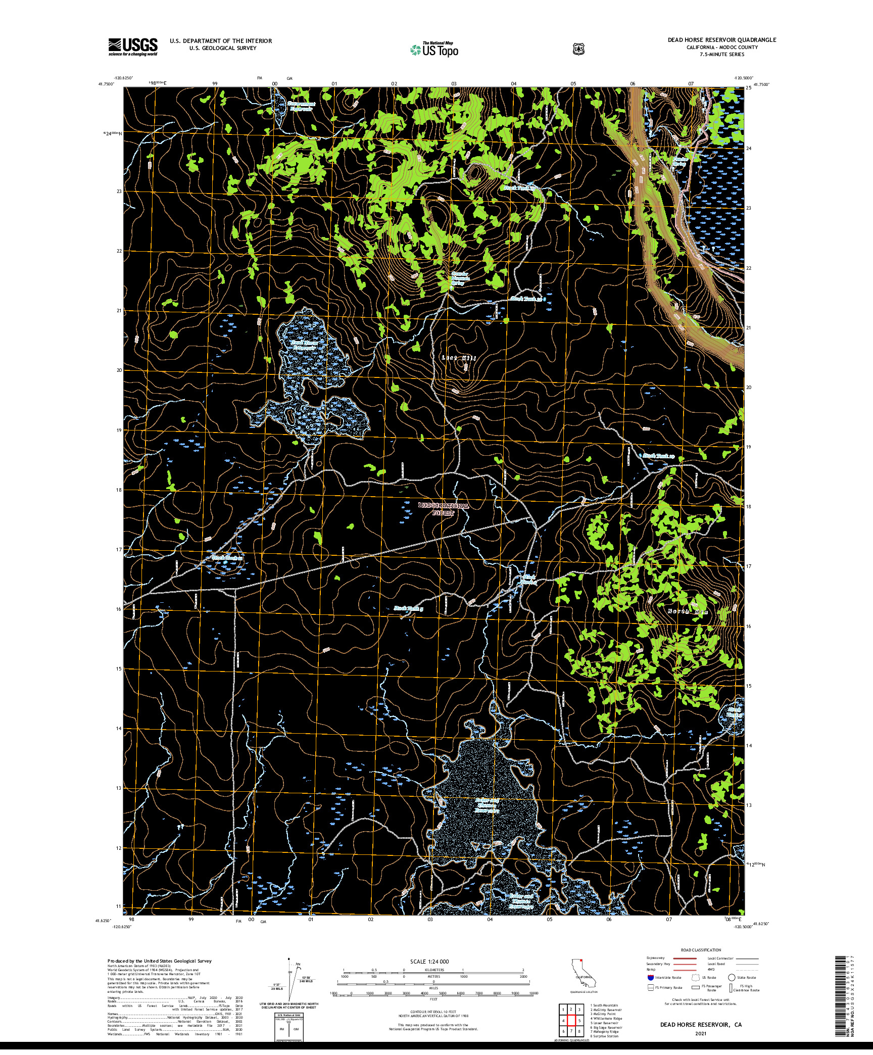 US TOPO 7.5-MINUTE MAP FOR DEAD HORSE RESERVOIR, CA