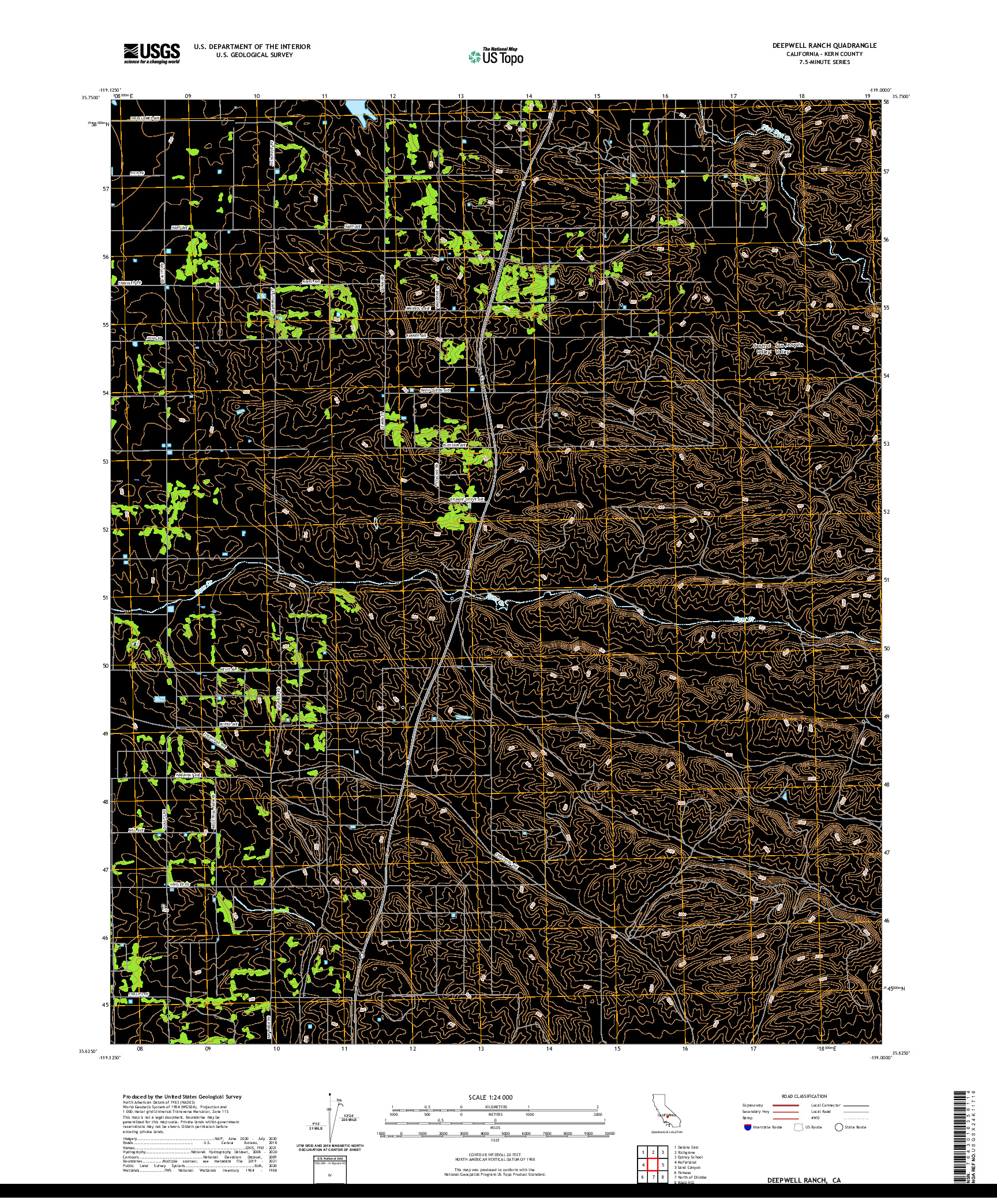 US TOPO 7.5-MINUTE MAP FOR DEEPWELL RANCH, CA