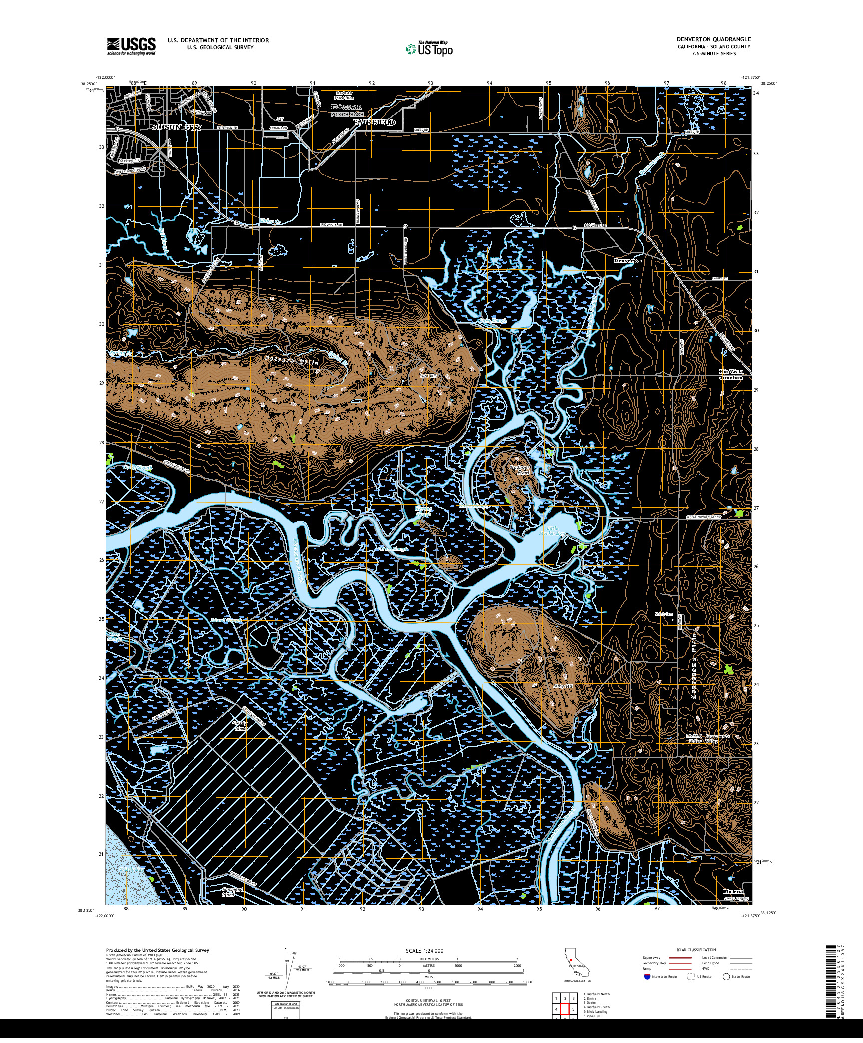 US TOPO 7.5-MINUTE MAP FOR DENVERTON, CA