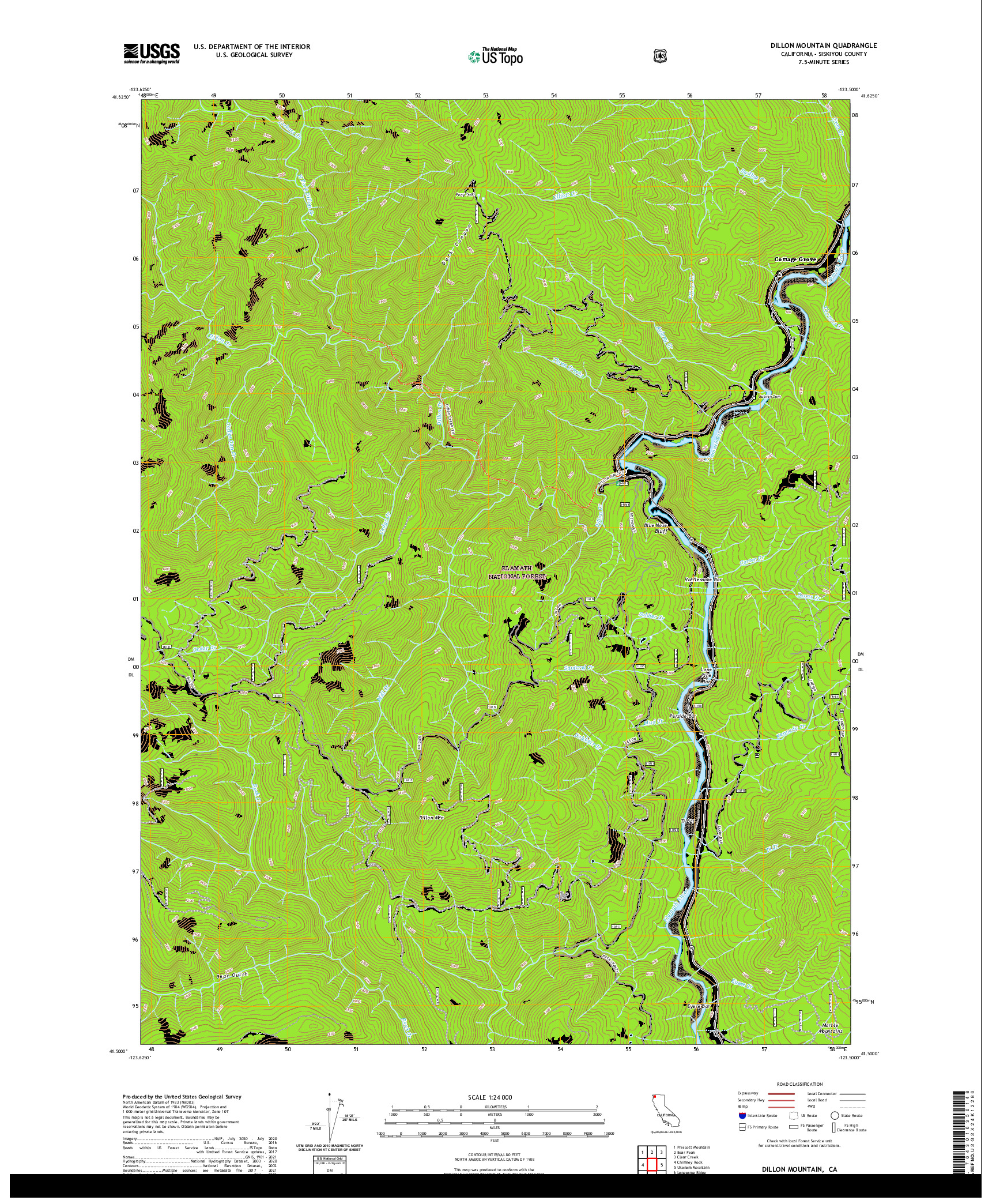 US TOPO 7.5-MINUTE MAP FOR DILLON MOUNTAIN, CA