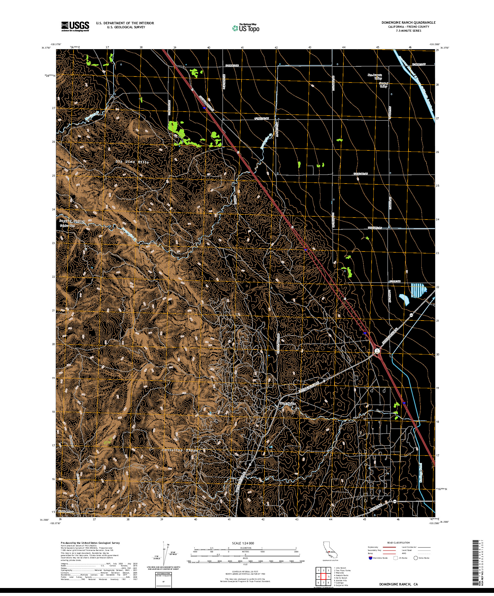 US TOPO 7.5-MINUTE MAP FOR DOMENGINE RANCH, CA