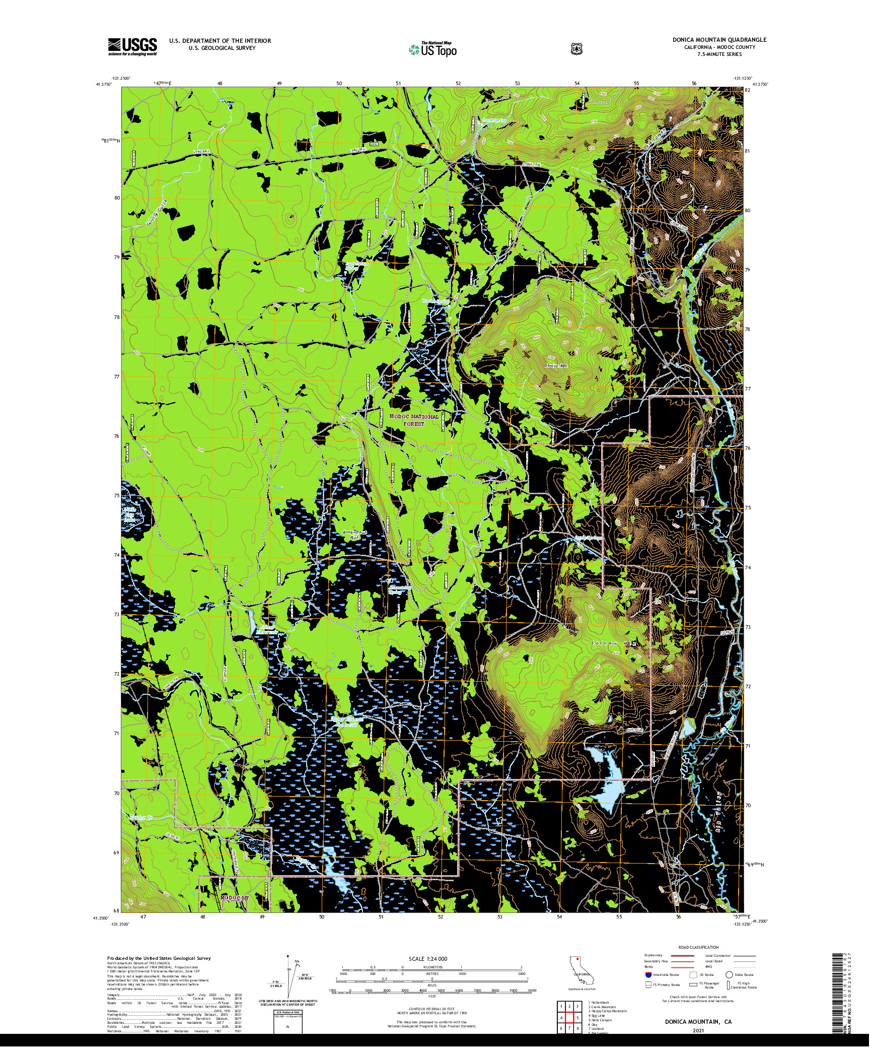 US TOPO 7.5-MINUTE MAP FOR DONICA MOUNTAIN, CA