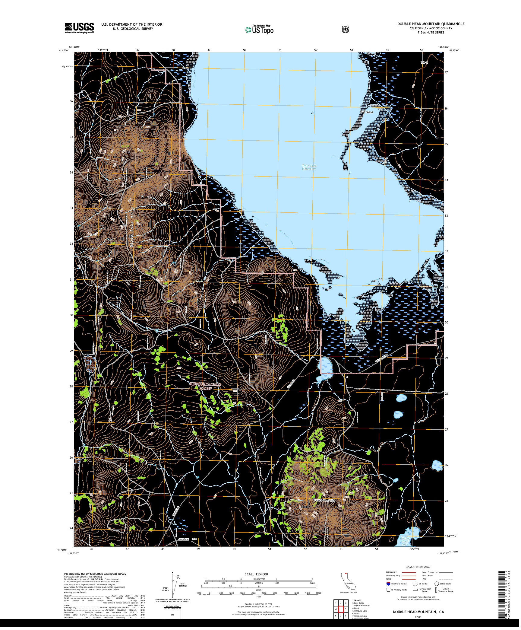 US TOPO 7.5-MINUTE MAP FOR DOUBLE HEAD MOUNTAIN, CA