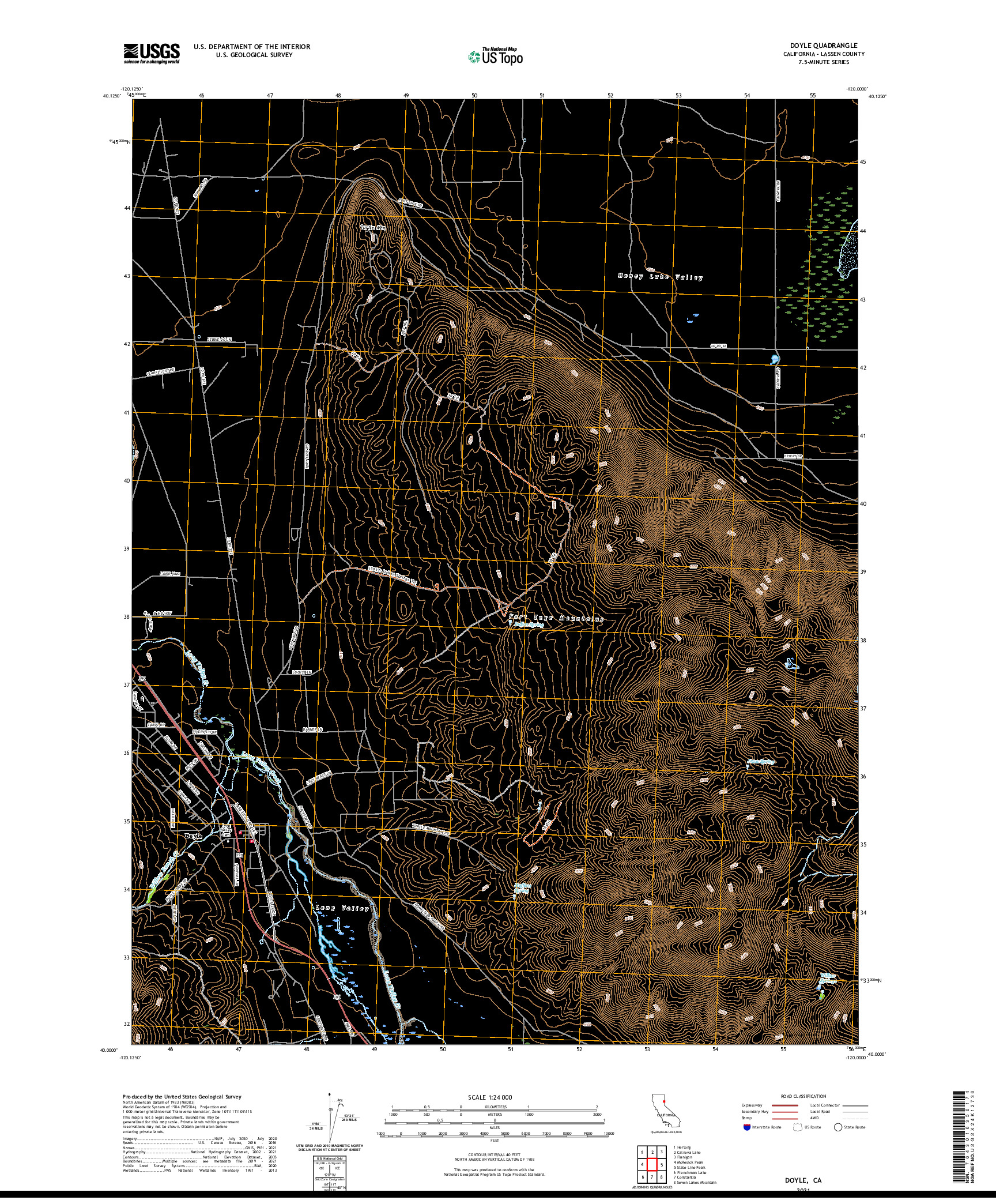 US TOPO 7.5-MINUTE MAP FOR DOYLE, CA