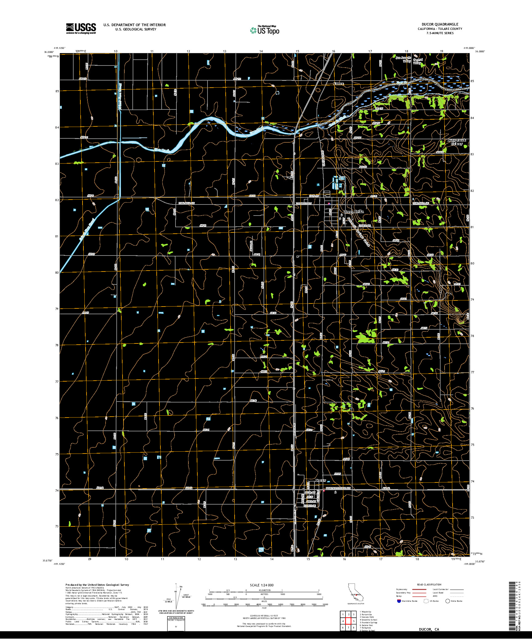 US TOPO 7.5-MINUTE MAP FOR DUCOR, CA