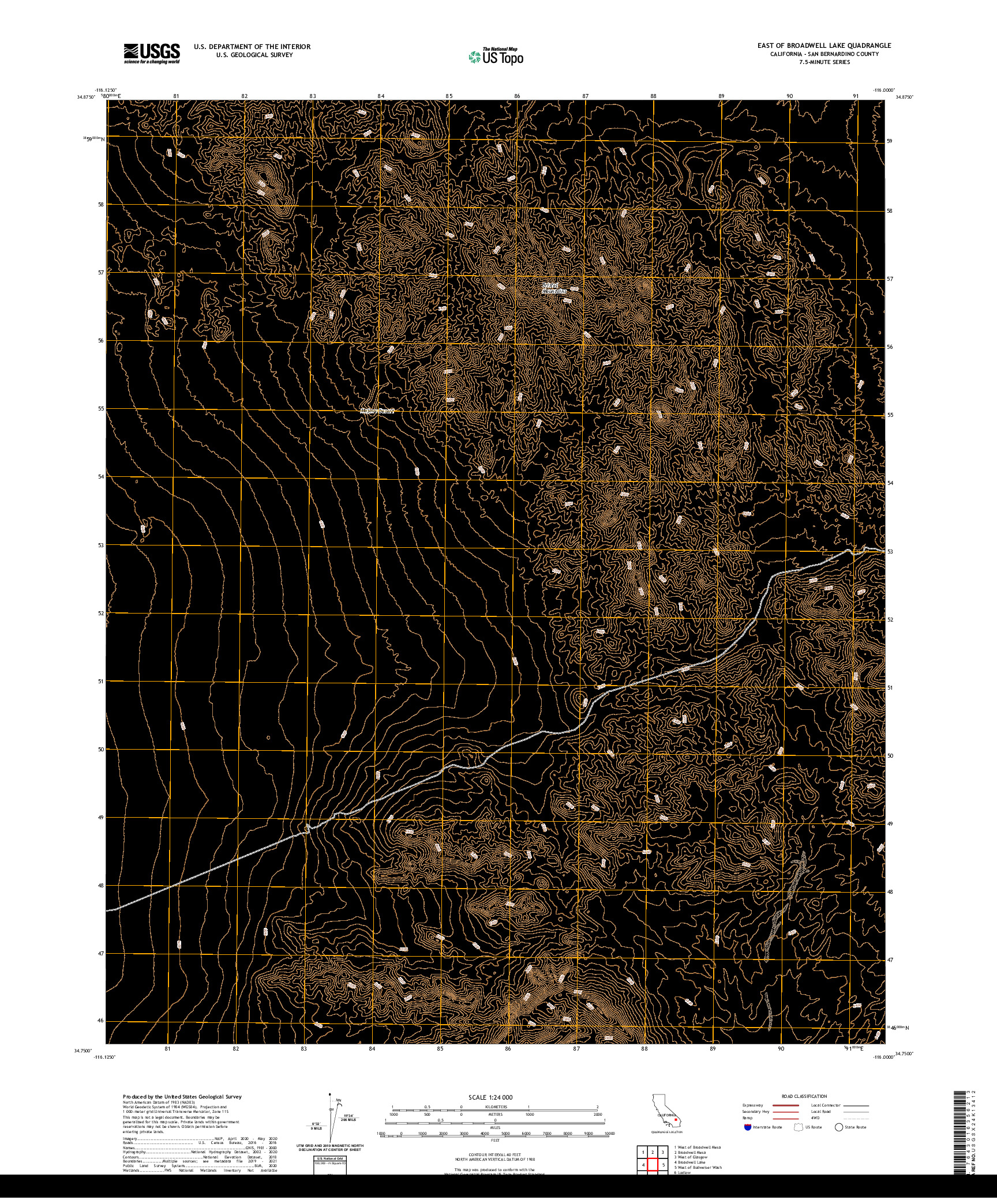 US TOPO 7.5-MINUTE MAP FOR EAST OF BROADWELL LAKE, CA