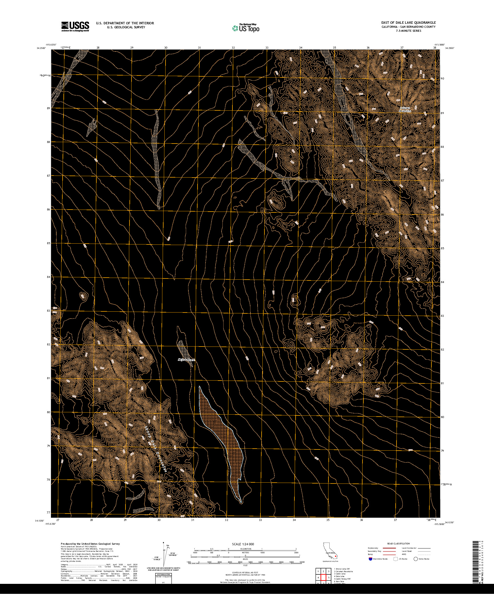 US TOPO 7.5-MINUTE MAP FOR EAST OF DALE LAKE, CA