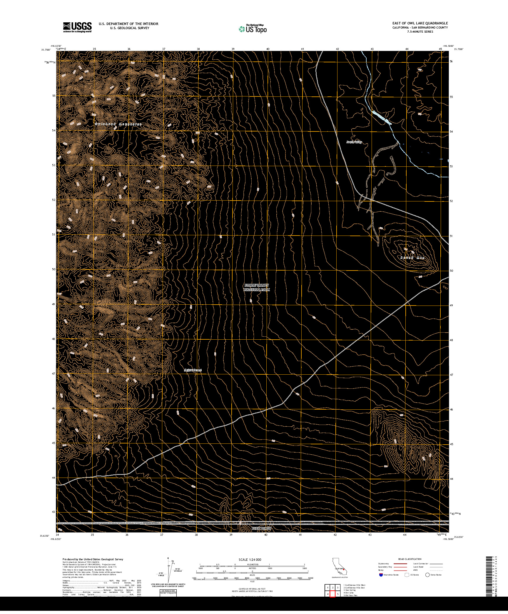 US TOPO 7.5-MINUTE MAP FOR EAST OF OWL LAKE, CA