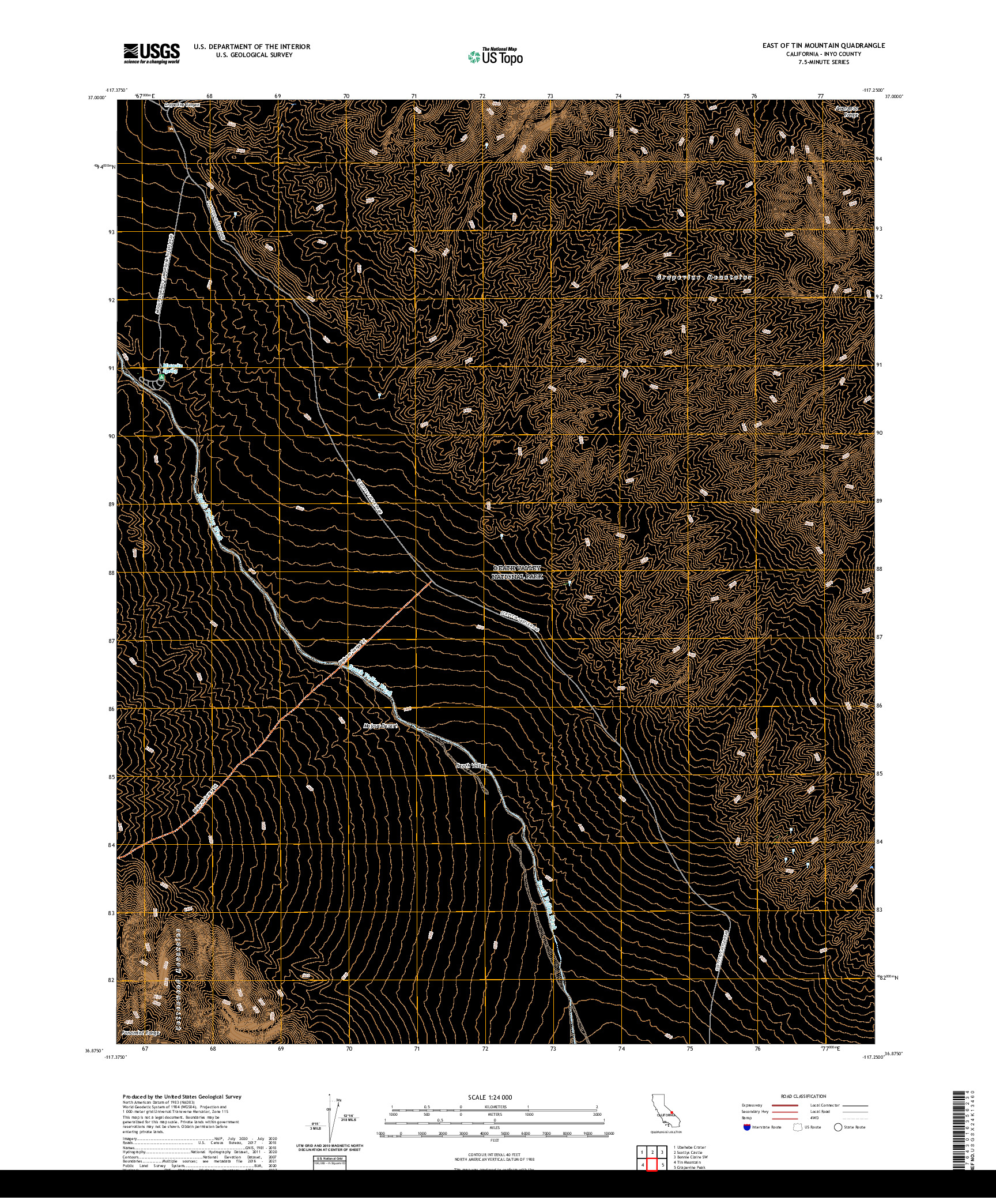 US TOPO 7.5-MINUTE MAP FOR EAST OF TIN MOUNTAIN, CA