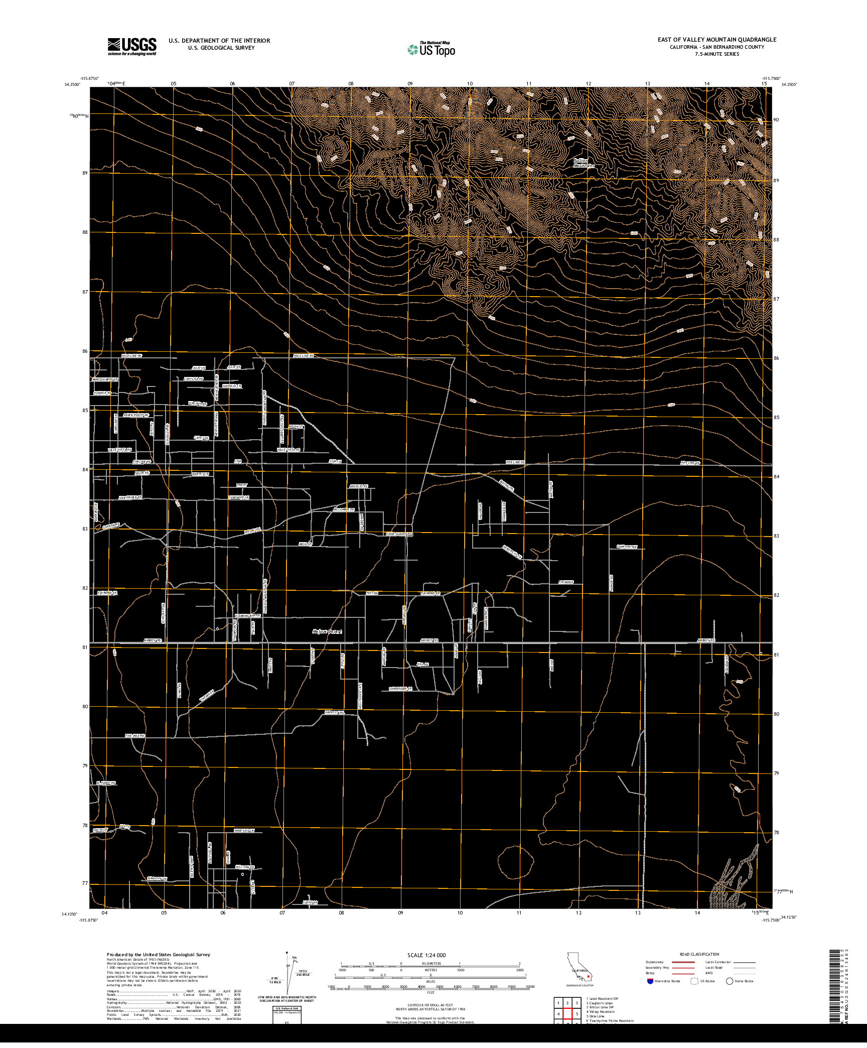 US TOPO 7.5-MINUTE MAP FOR EAST OF VALLEY MOUNTAIN, CA