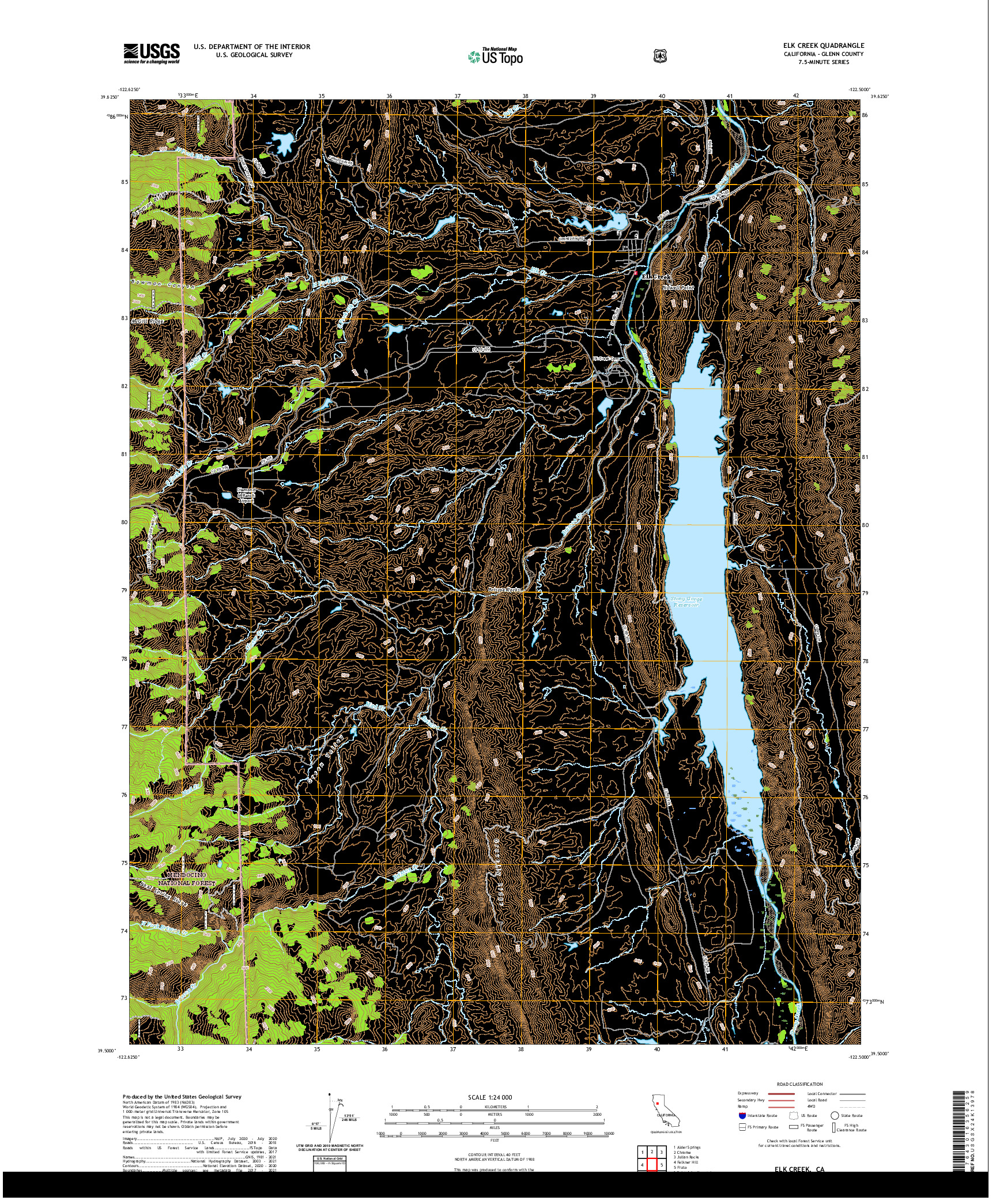 US TOPO 7.5-MINUTE MAP FOR ELK CREEK, CA