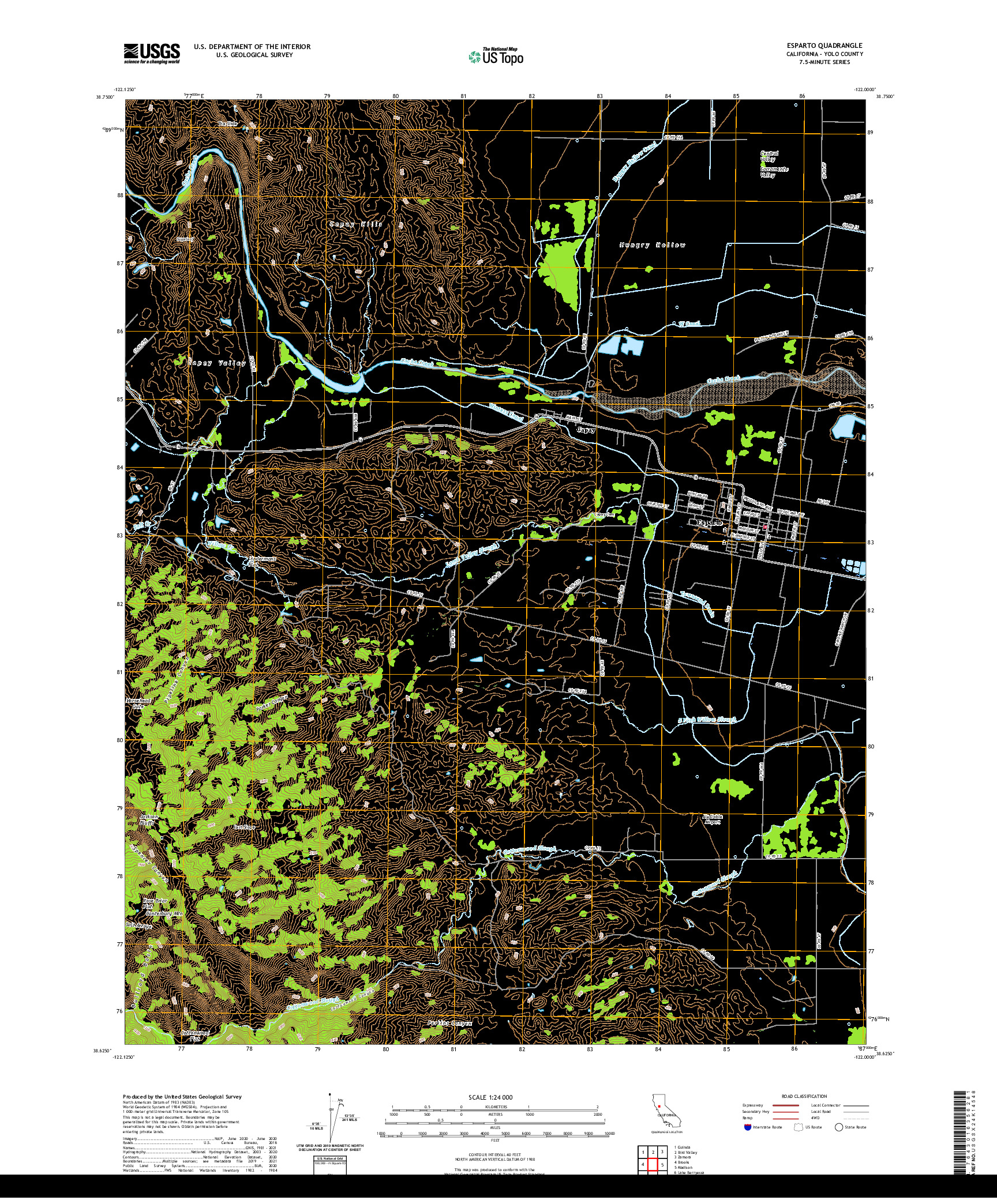 US TOPO 7.5-MINUTE MAP FOR ESPARTO, CA