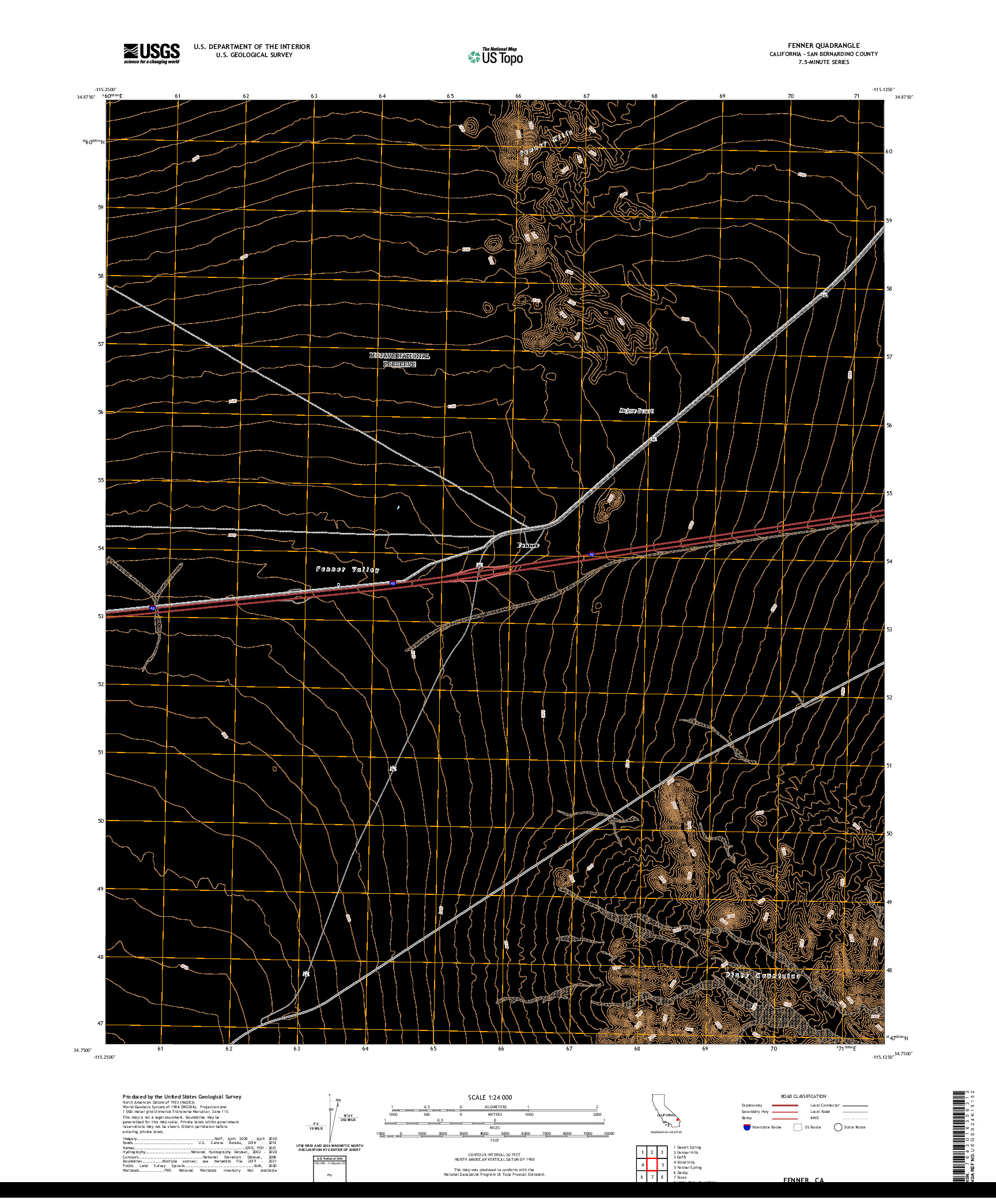 US TOPO 7.5-MINUTE MAP FOR FENNER, CA