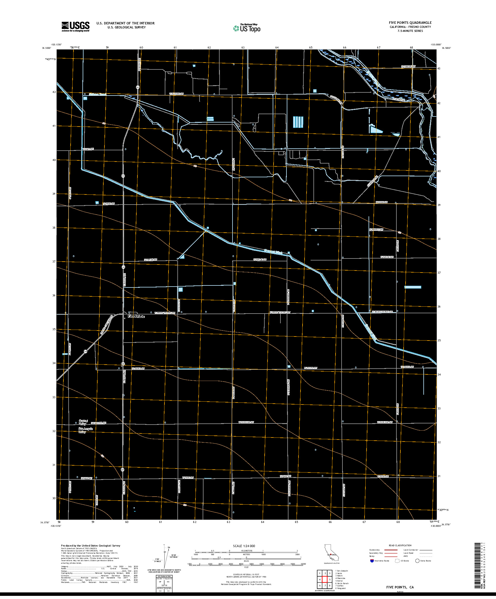 US TOPO 7.5-MINUTE MAP FOR FIVE POINTS, CA